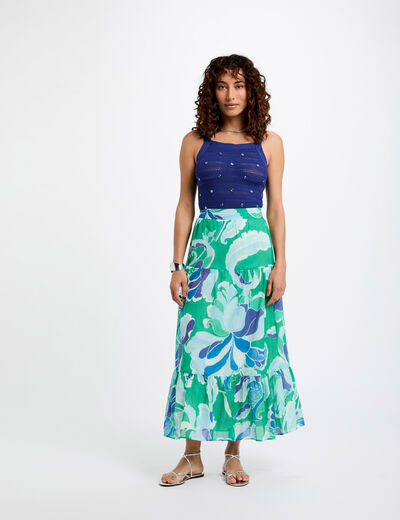 Jupe longue imprimée multicolore femme