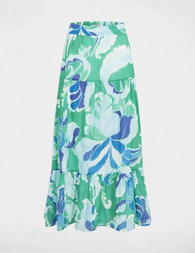 Jupe longue imprimée multicolore femme