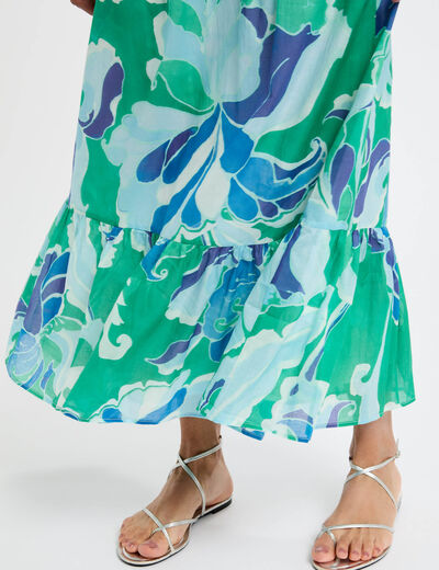 Jupe longue imprimée multicolore femme