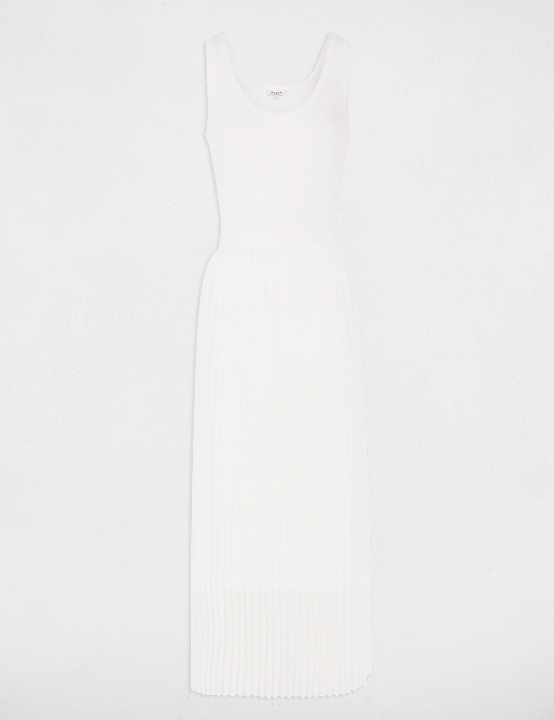 Langes tailliertes Strickkleid elfenbein damen