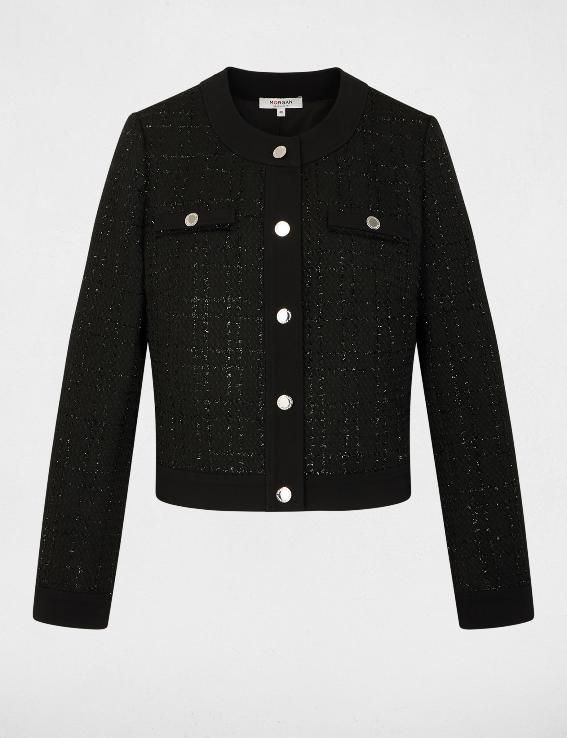 Kurz geschnittene, taillierte Jacke schwarz damen