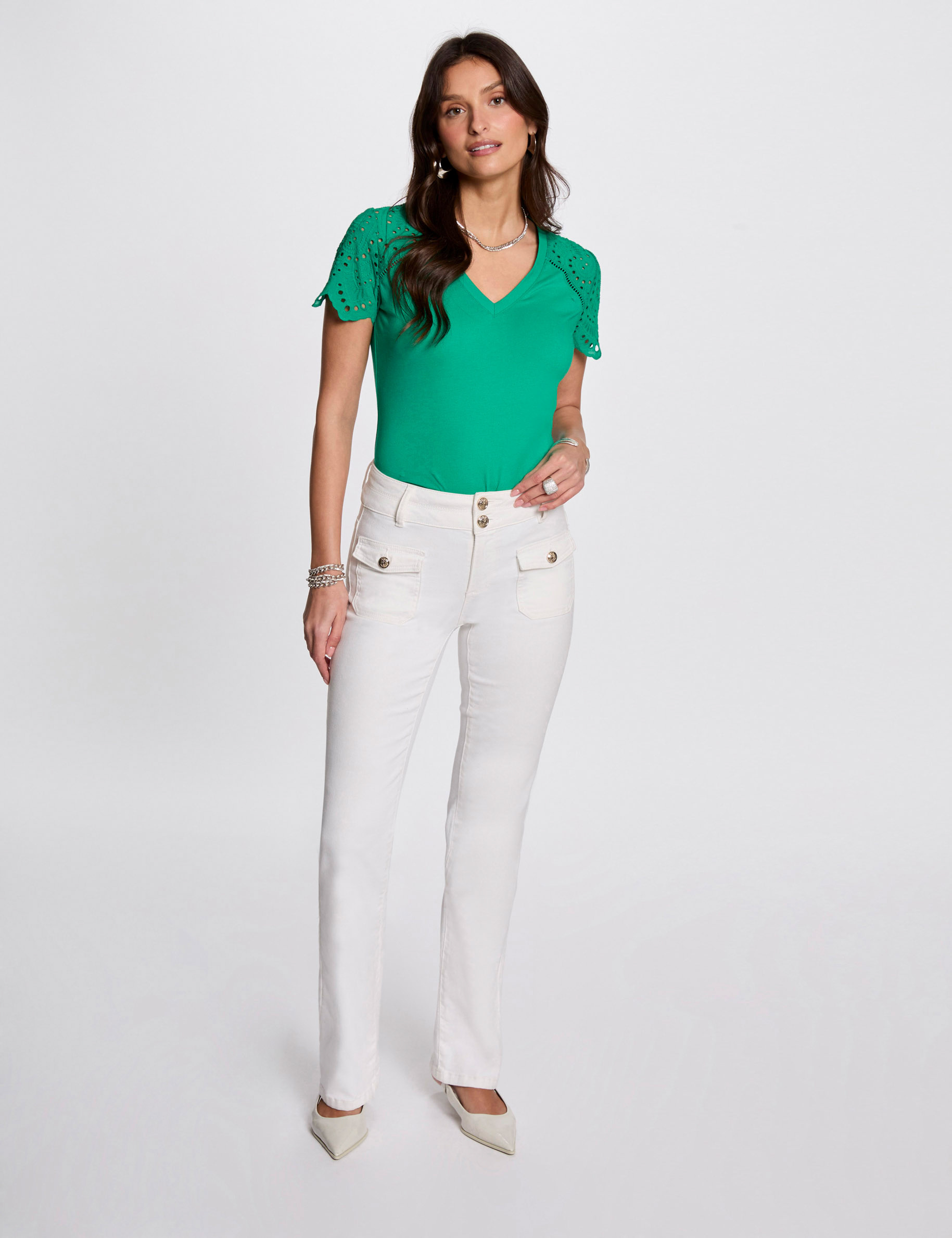 t shirt manches courtes vert emeraude femme T-shirt manches courtes vert émeraude femme