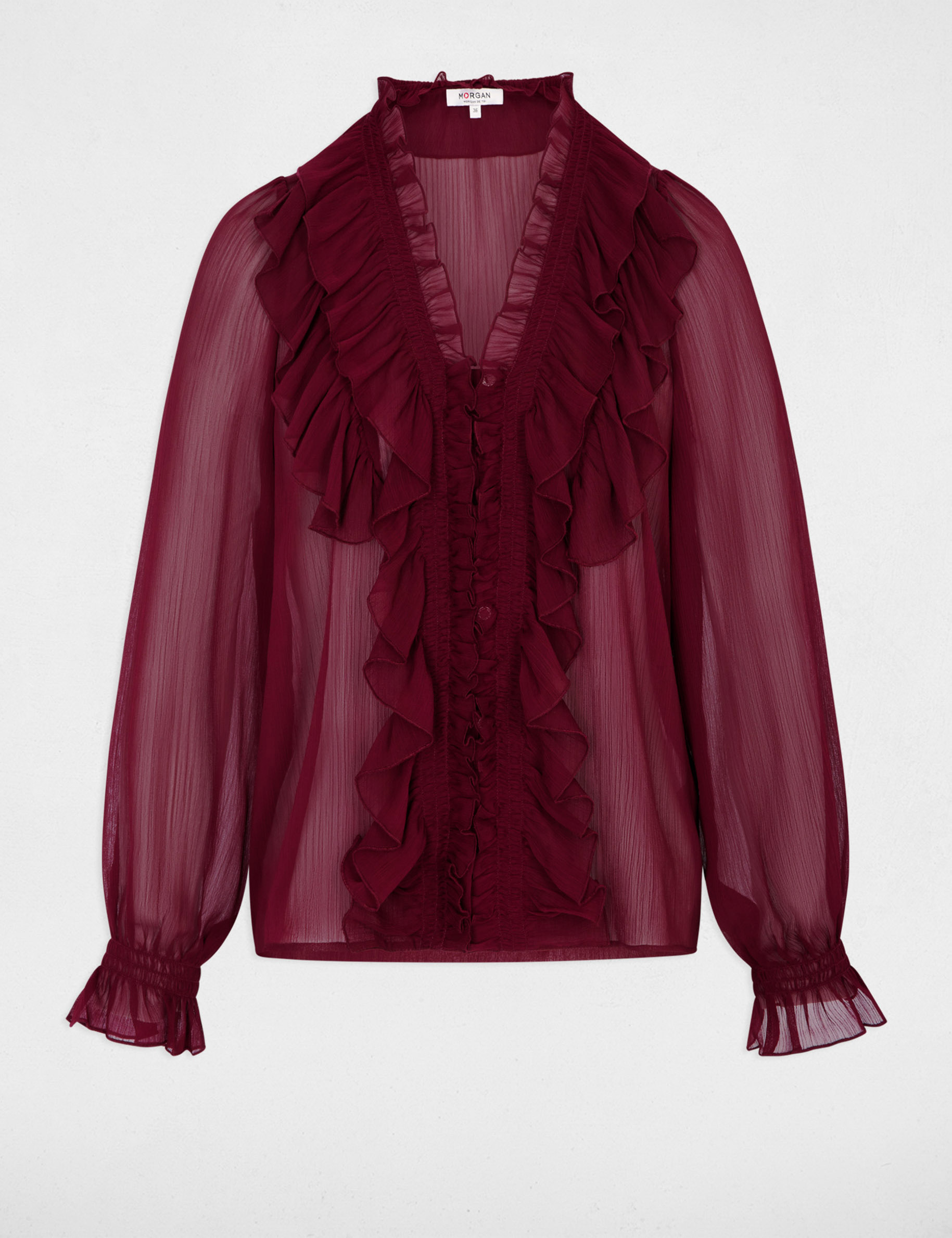 Flie&szlig;endes Hemd mit V-Ausschnitt bordeaux damen
