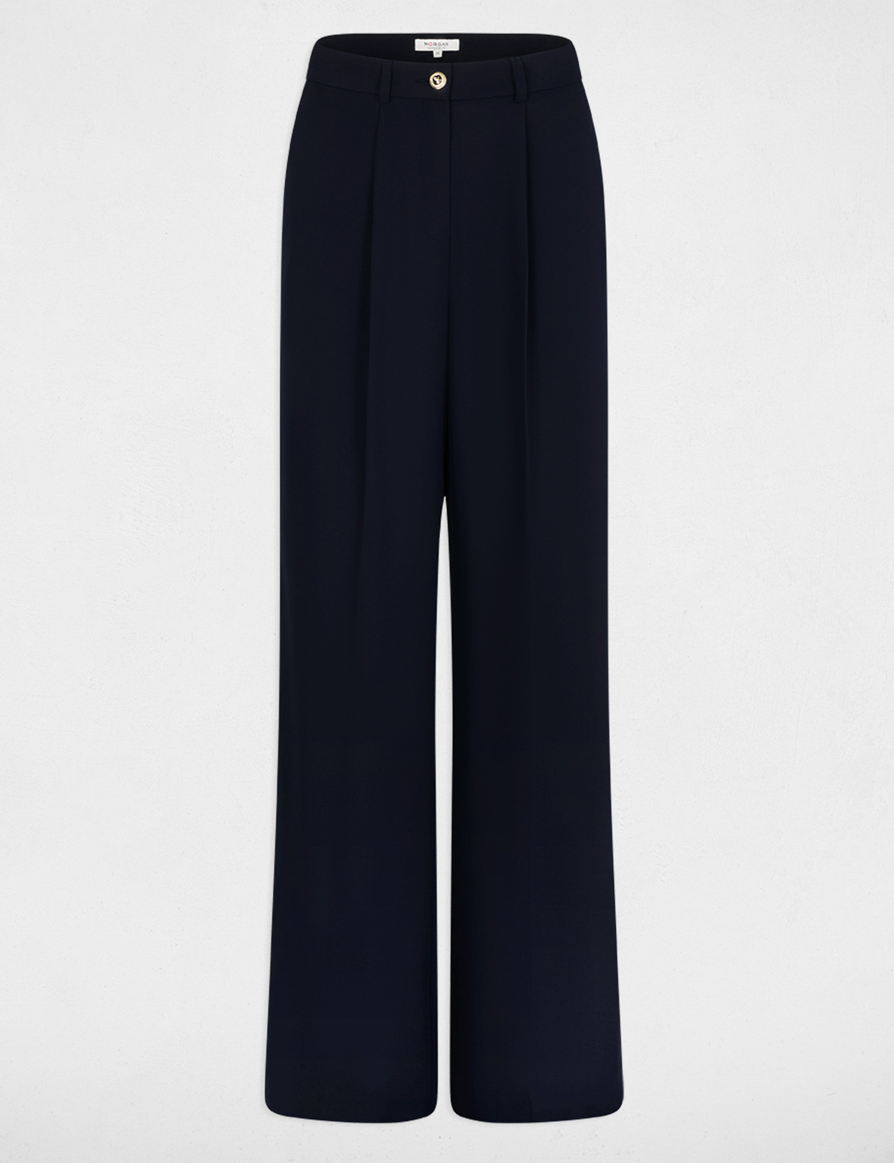 Pantalon slim taille haute bleu marine femme