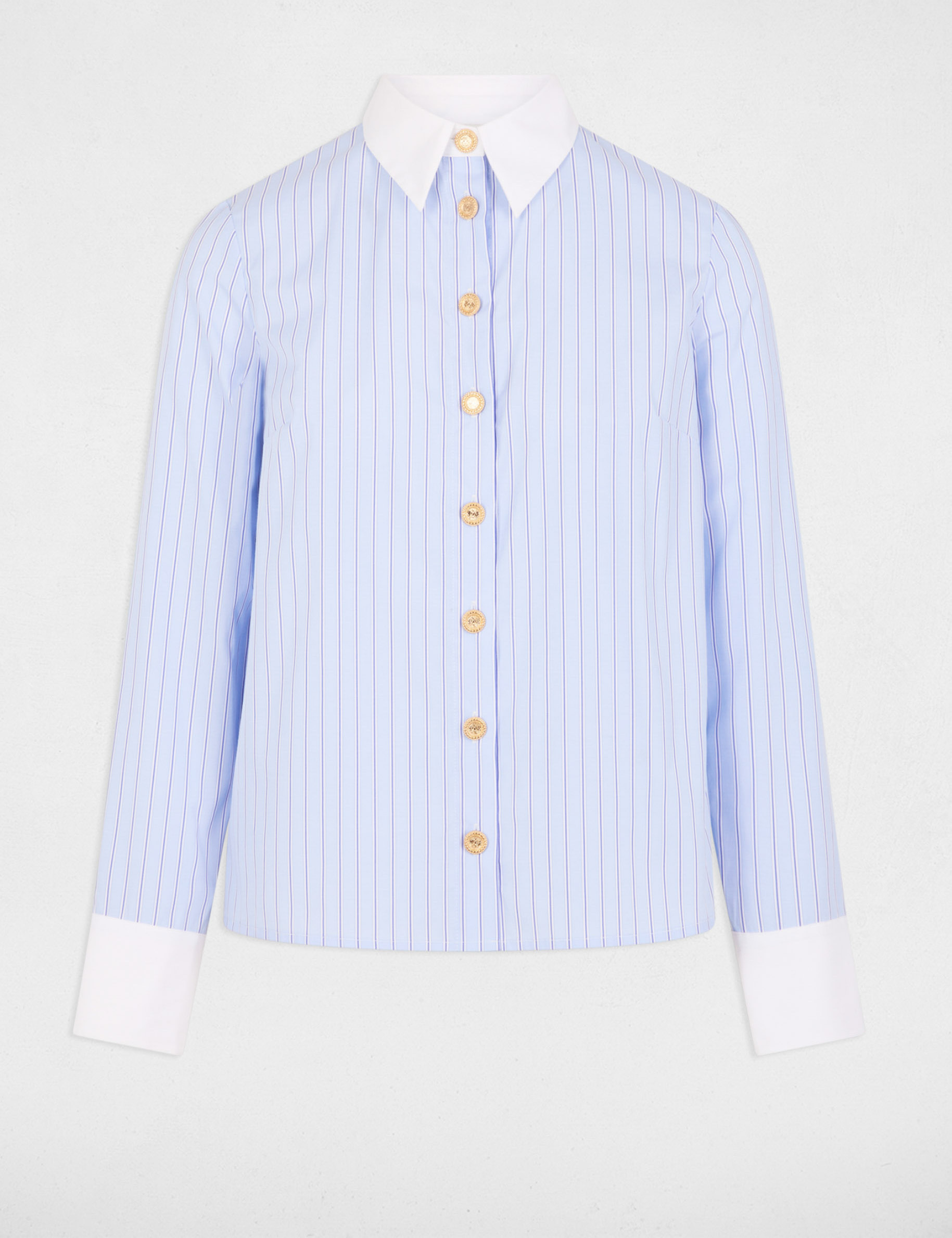 gestreiftes hemd mit langen rmeln himmelblau damen Gestreiftes Hemd mit langen �rmeln himmelblau damen