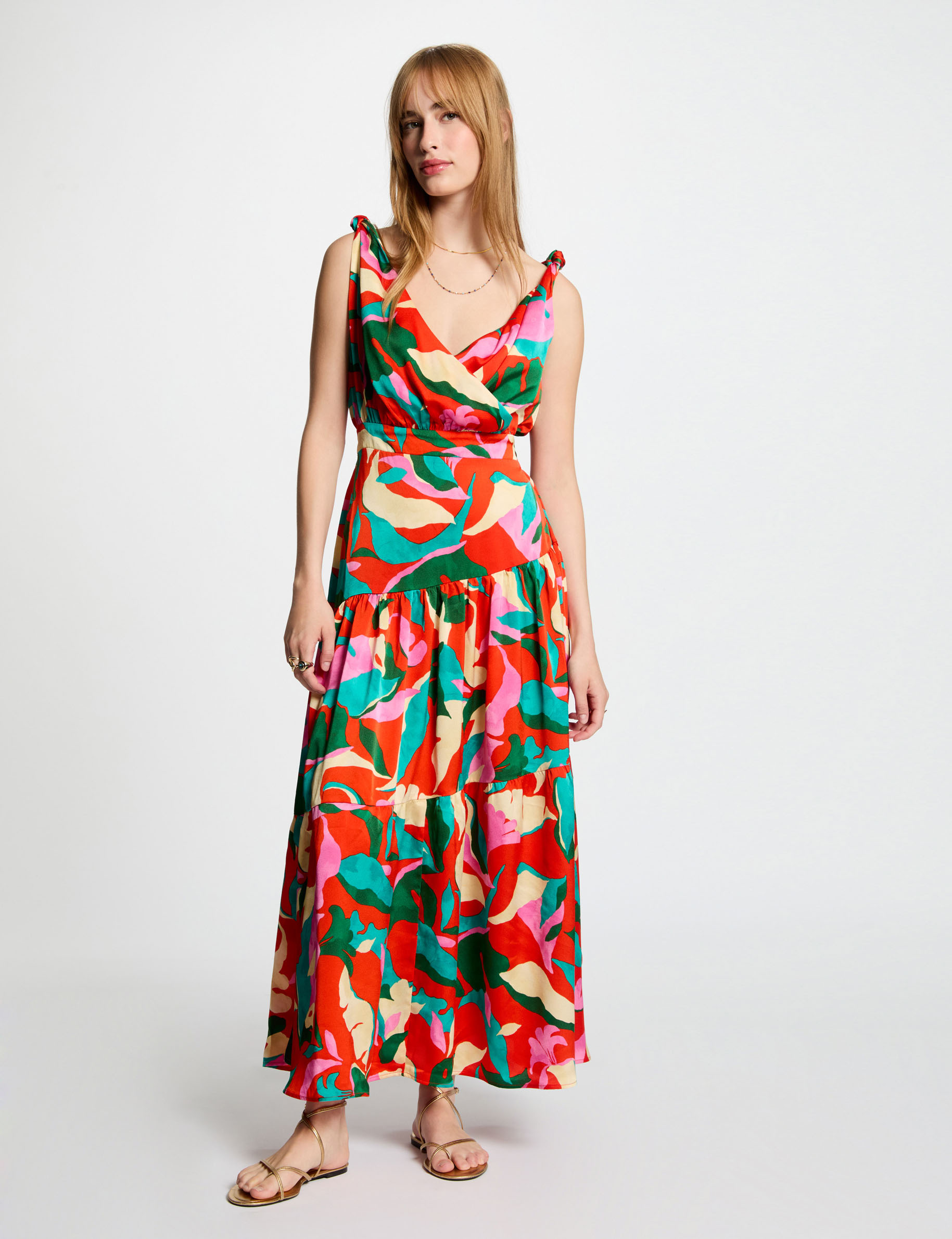 robe longue droite imprimee multicolore femme Robe longue droite imprimée multicolore femme