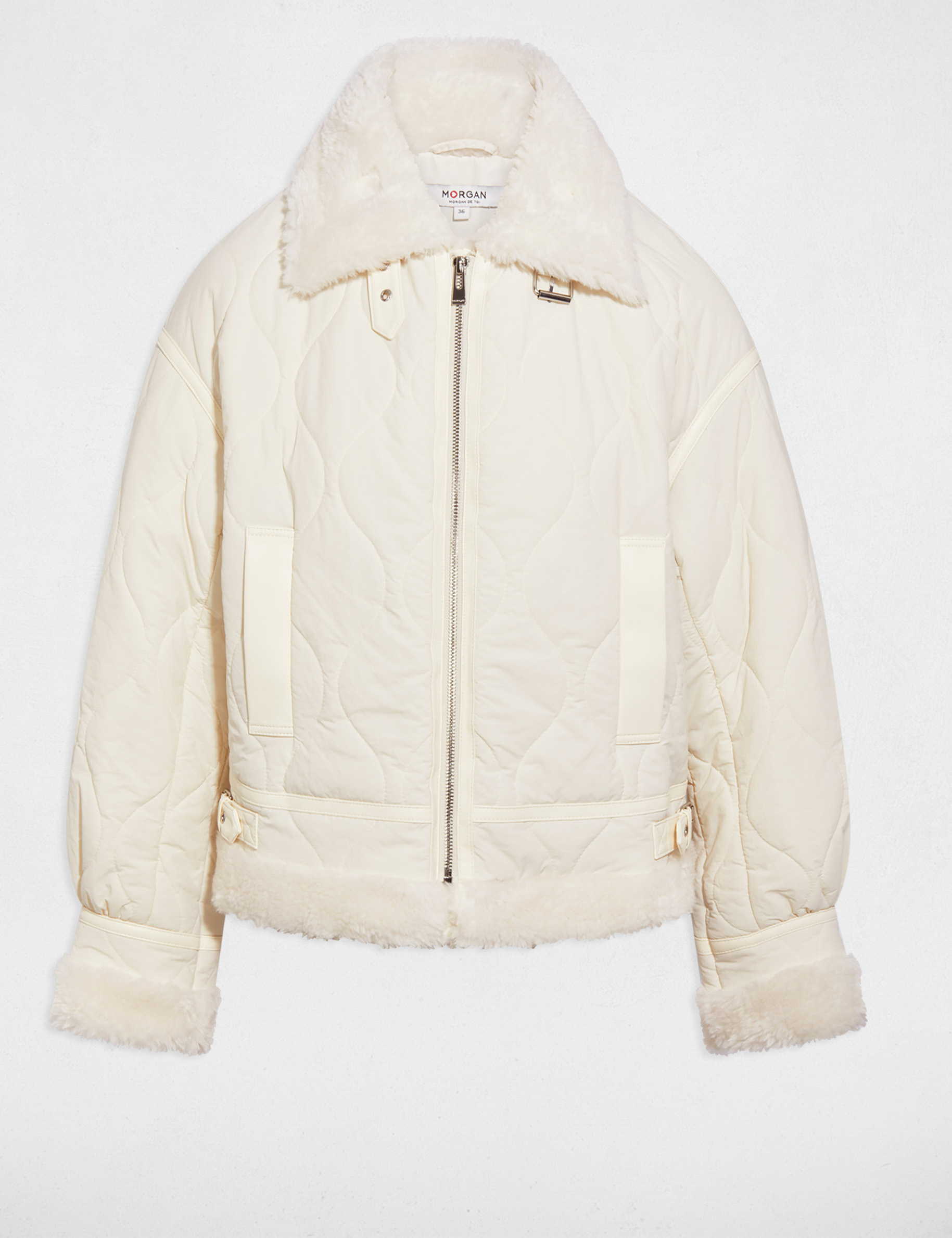 Doudoune courte ajust&eacute;e ivoire femme