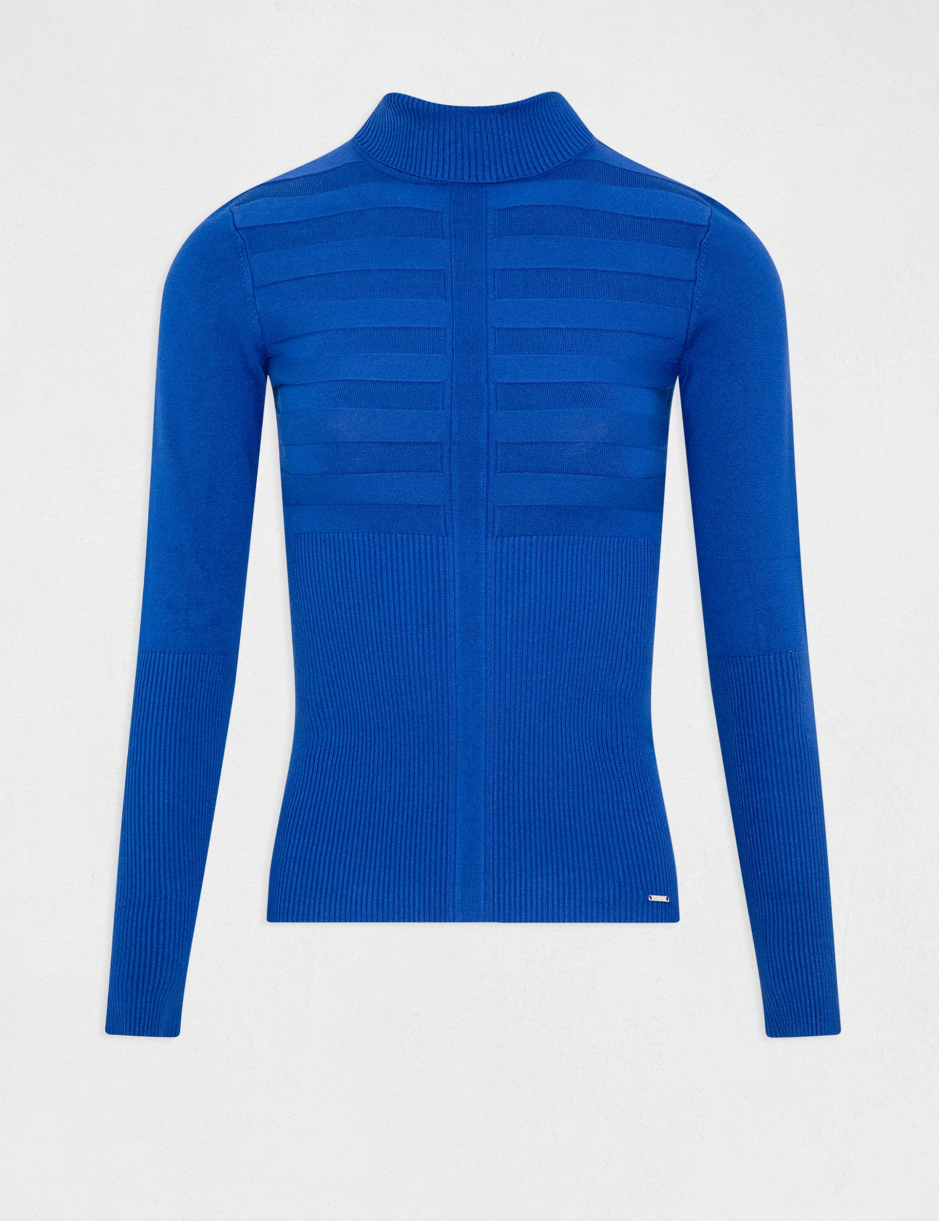 Taillierter Rollkragenpullover blau damen