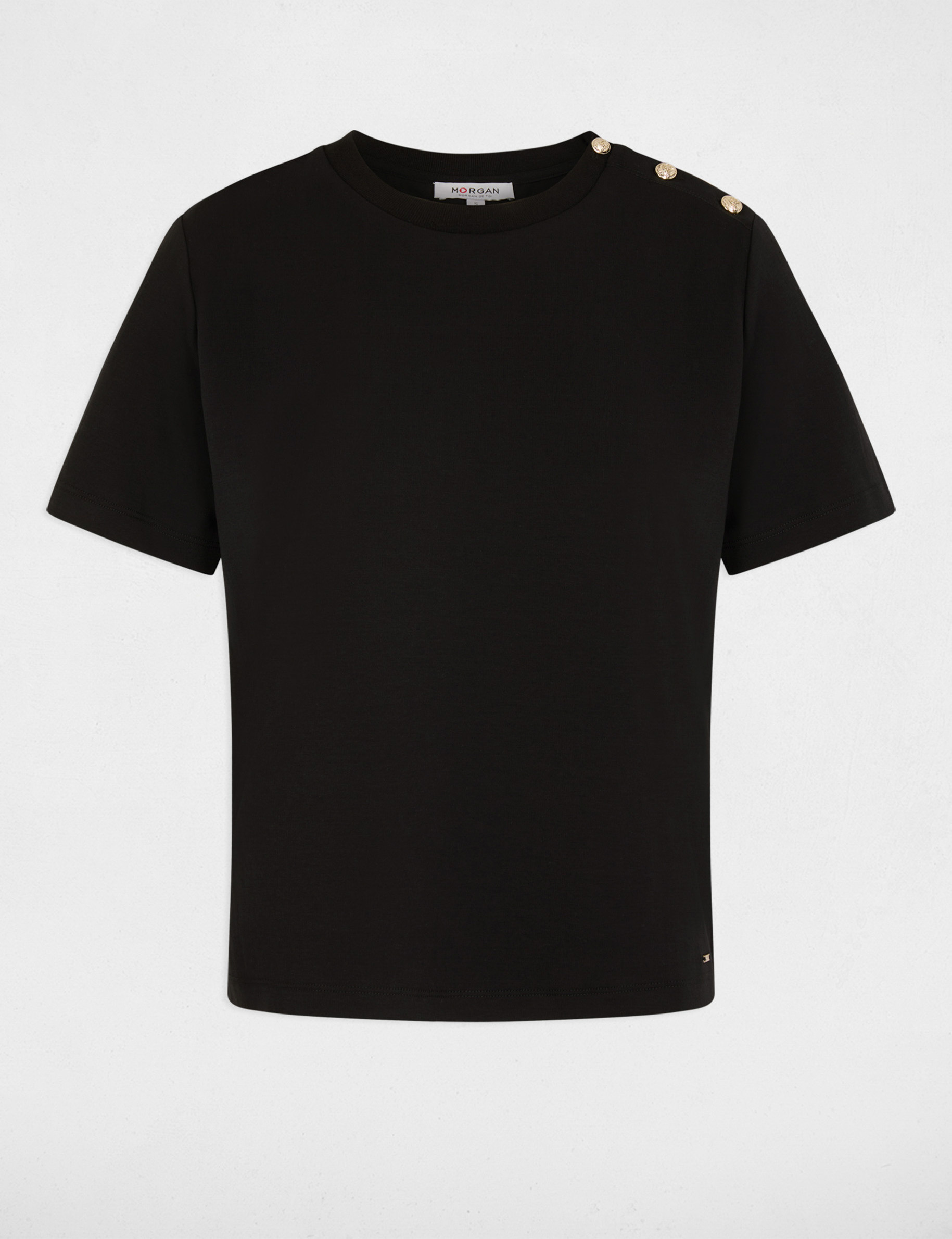 T-Shirt mit Rundhalsausschnitt schwarz damen