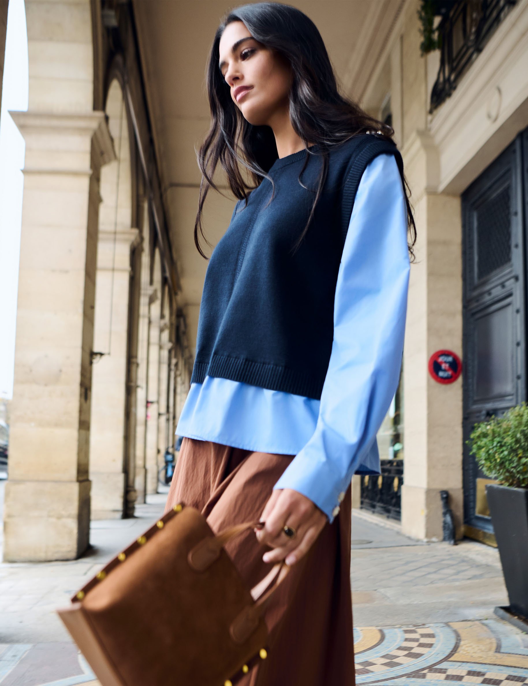 Eng anliegender Pullover marineblau damen