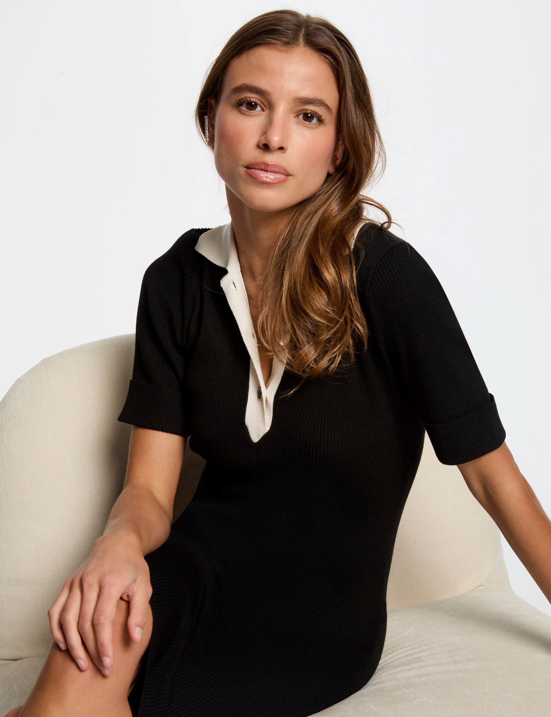 robe tricot courte cintree noir femme Robe tricot courte cintrée noir femme