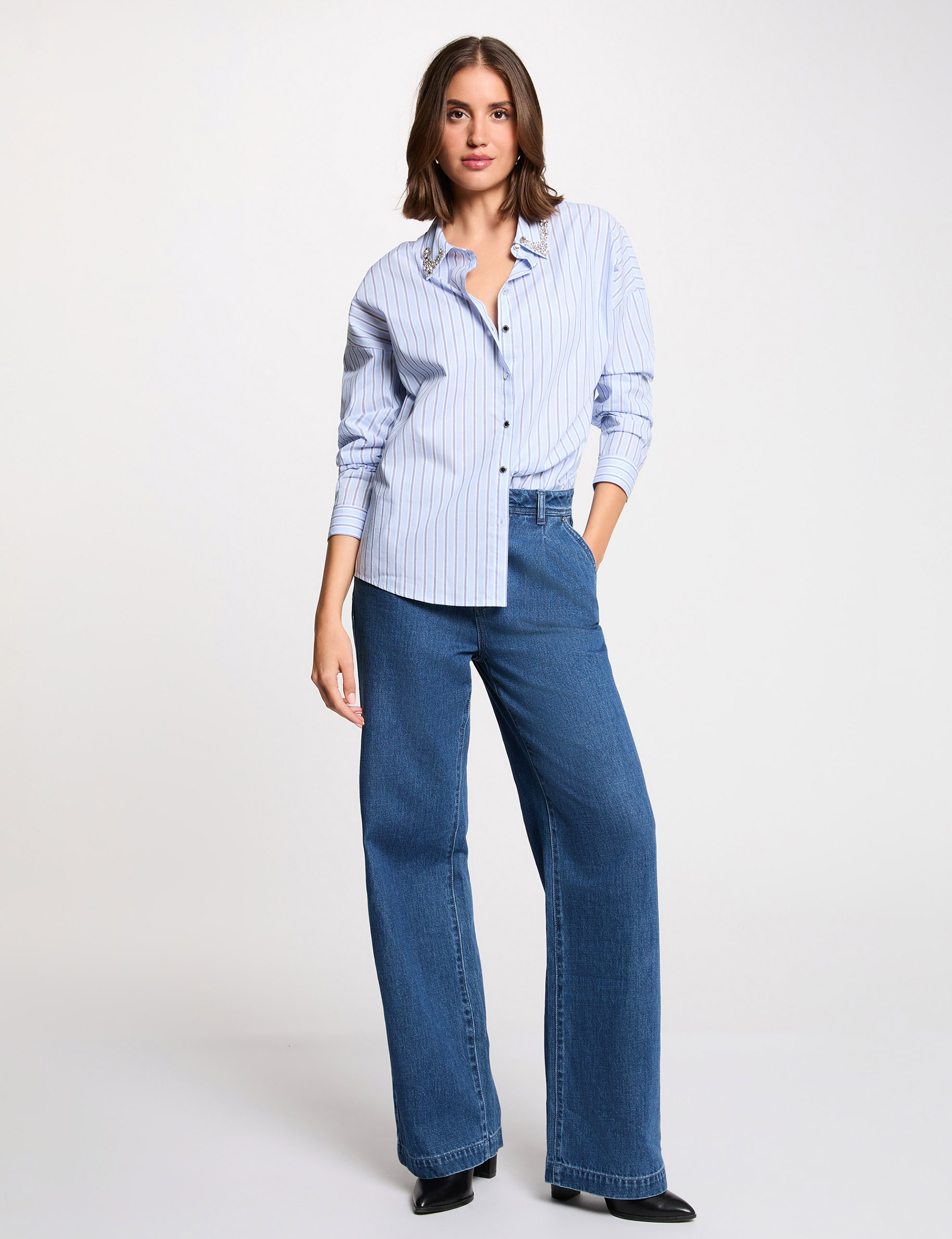 Oversize-Hemd mit Streifen mehrfarbig damen