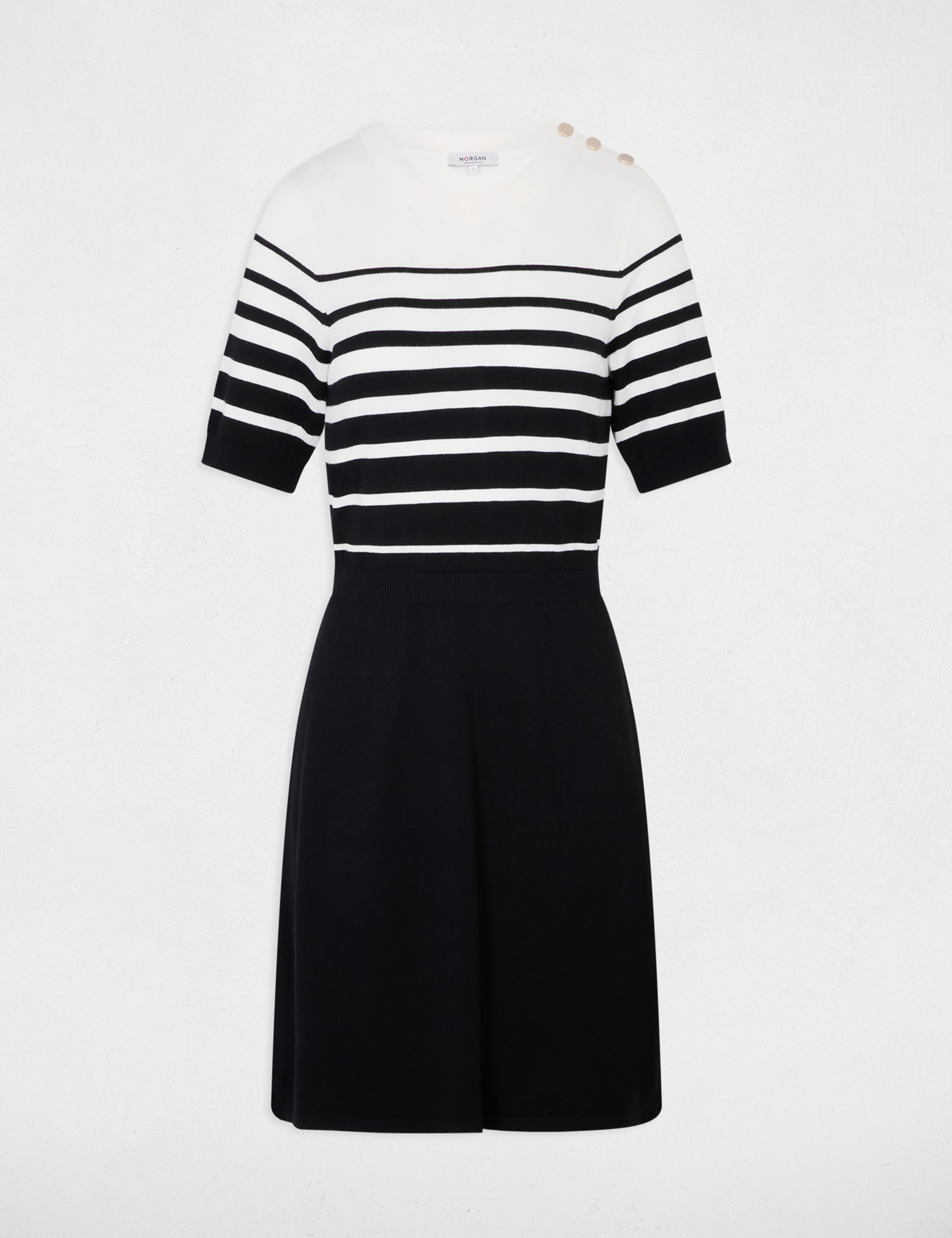 Kurzes, tailliertes Strickkleid schwarz damen