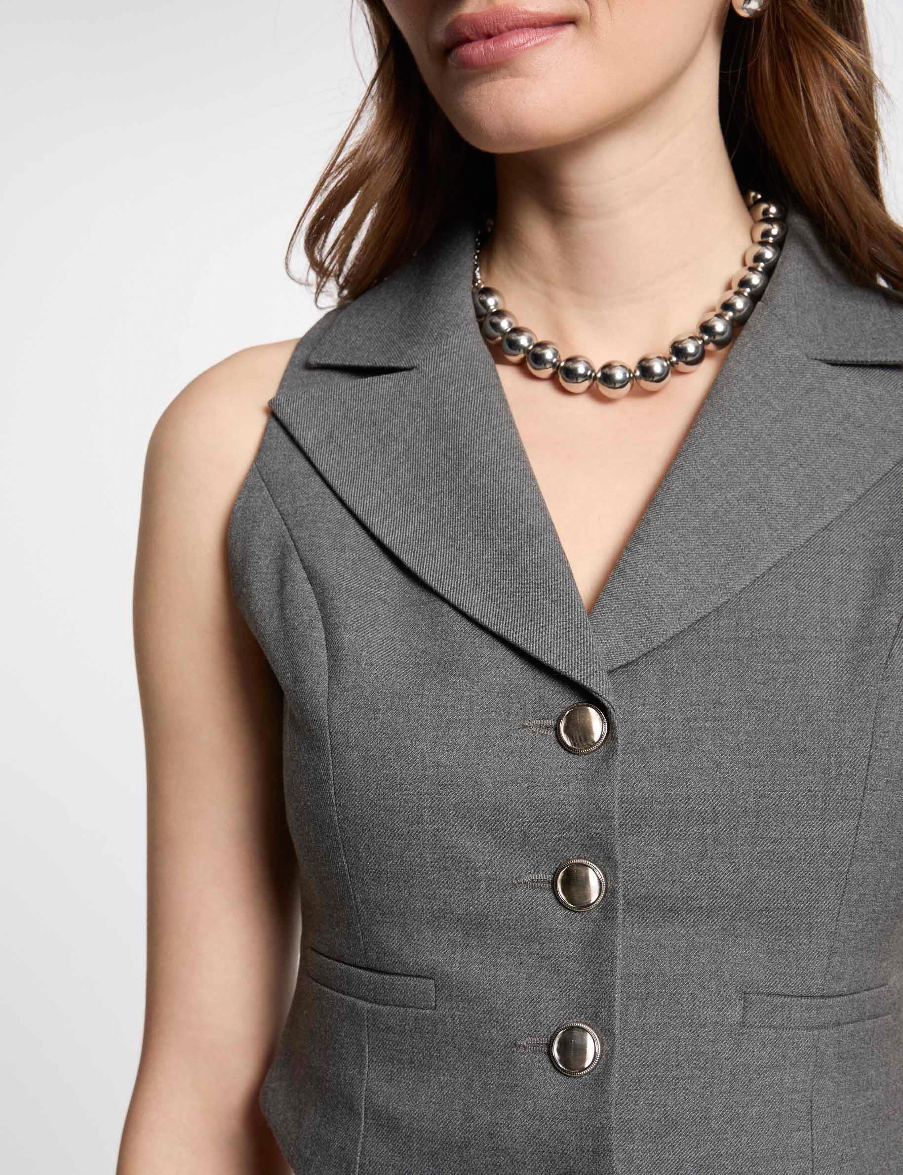gilet sans manches ajuste gris clair femme Gilet sans manches ajusté gris clair femme