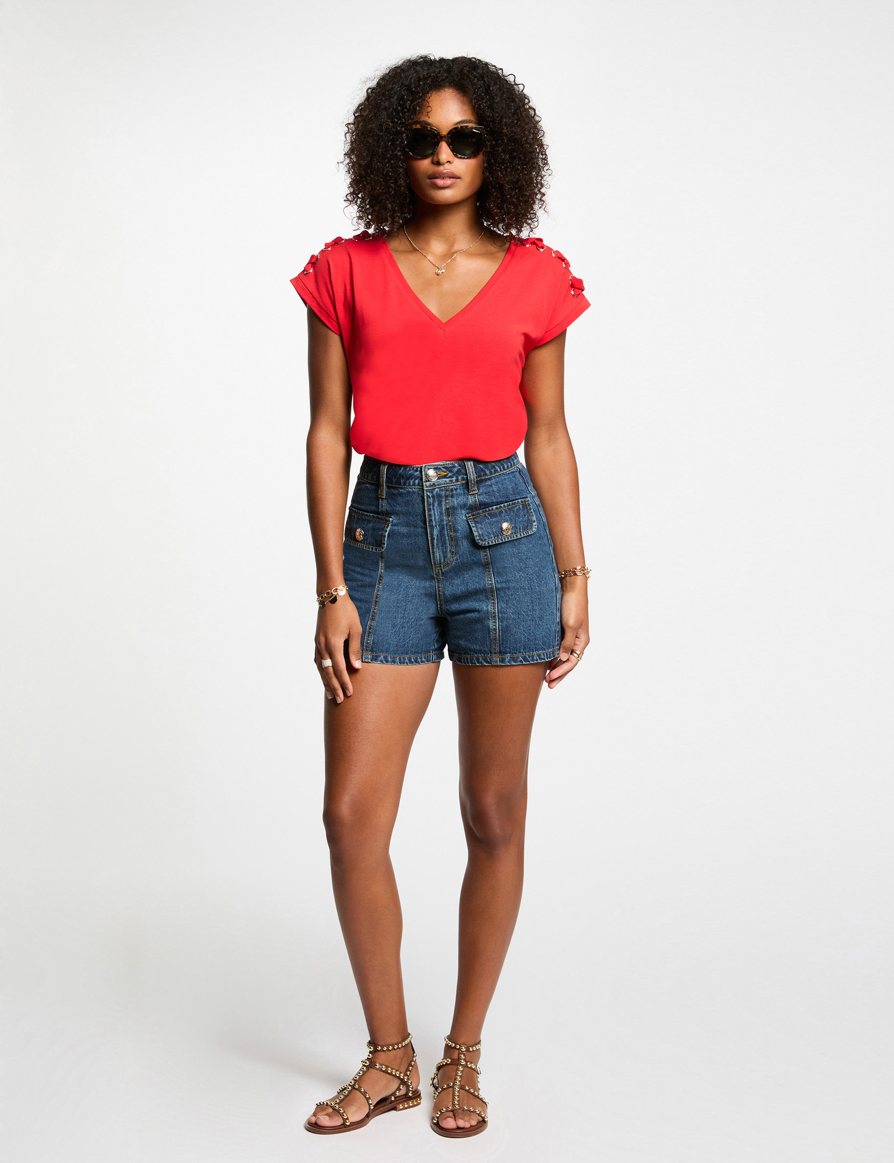 t shirt manches courtes rouge femme T-shirt manches courtes rouge femme