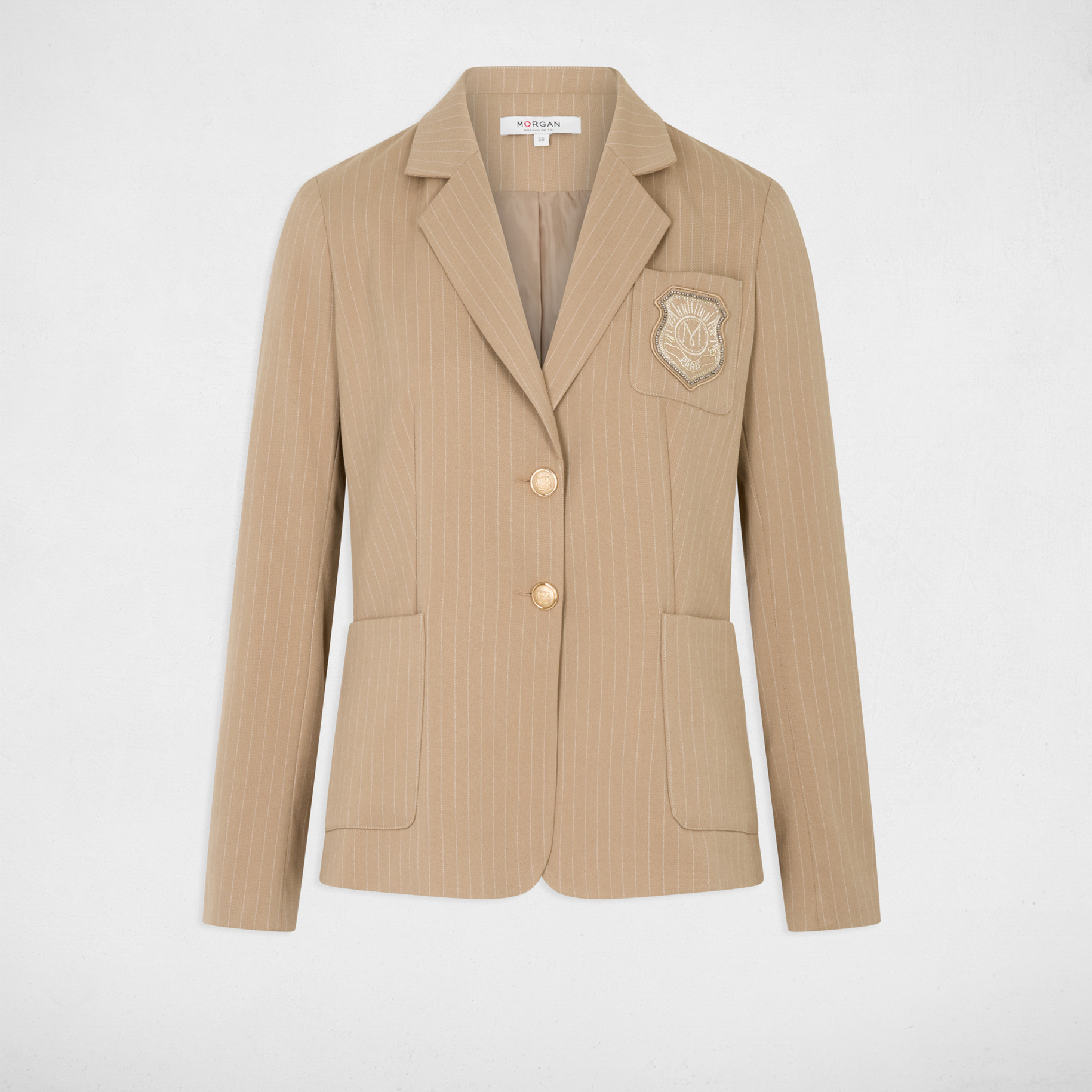 Gestreifter gerader Blazer maulwurfsgrau damen