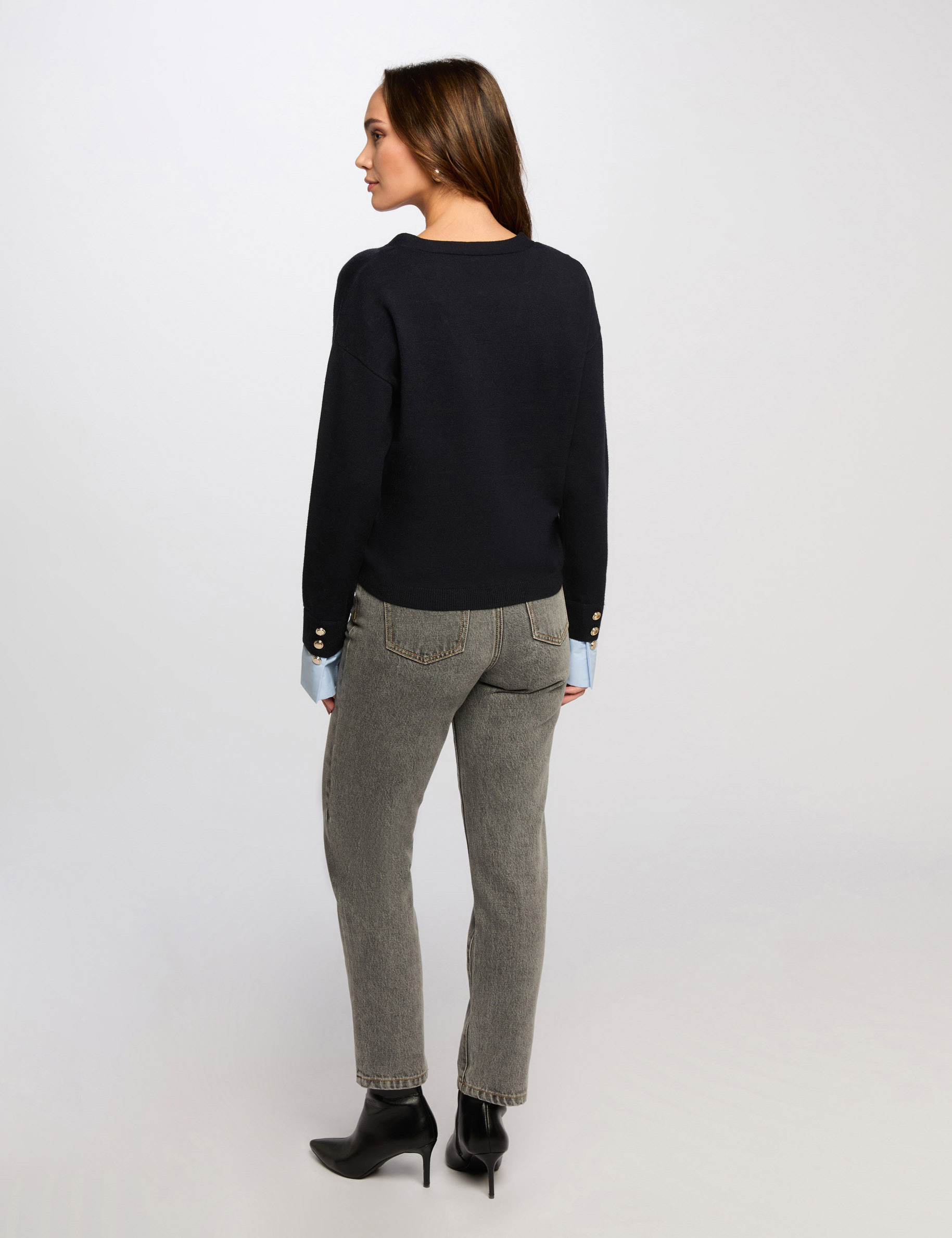 pullover mit v ausschnitt marineblau damen Pullover mit V-Ausschnitt marineblau damen