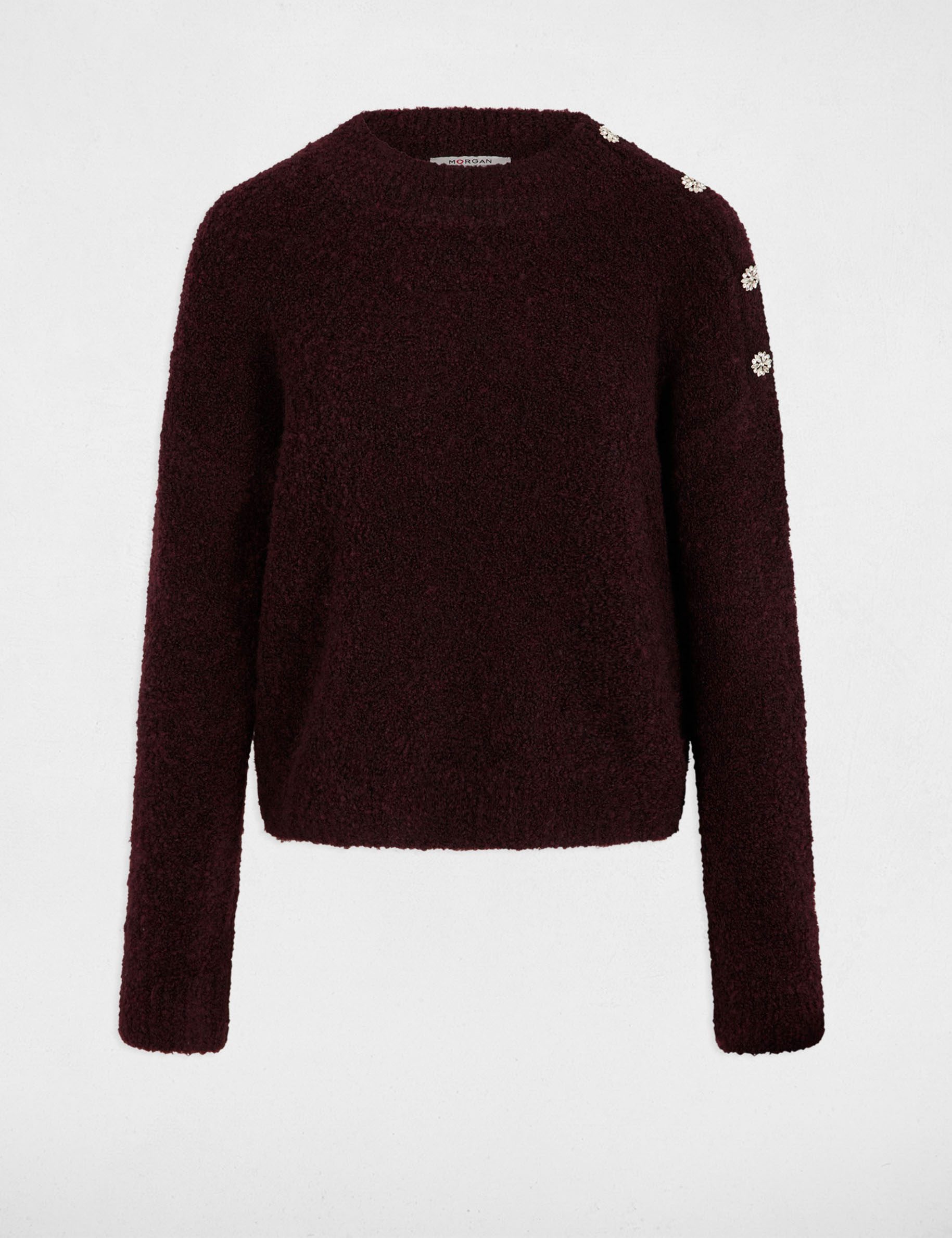 pullover mit stehkragen und knopfen pflaume damen Pullover mit Stehkragen und Knöpfen pflaume damen