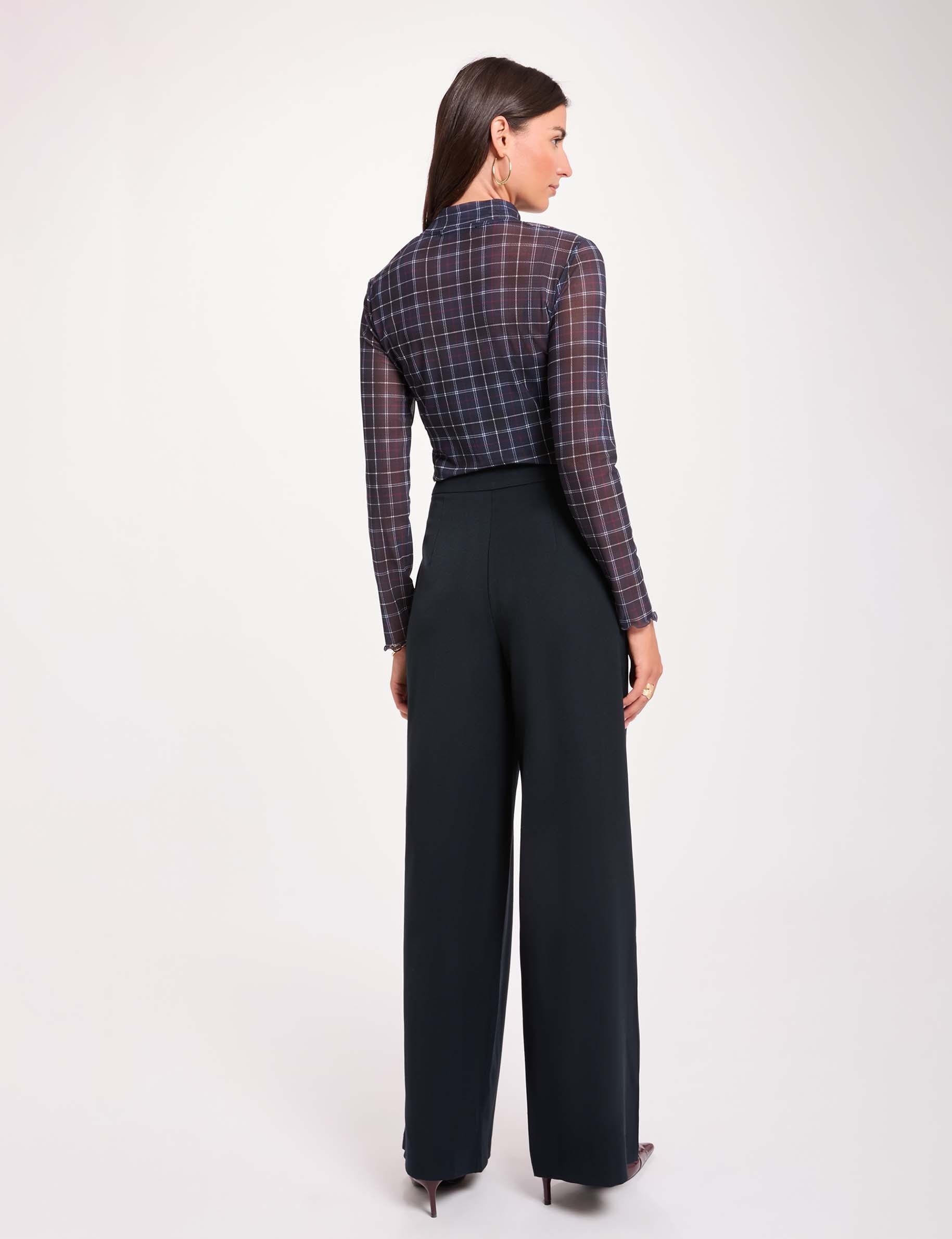 Weite Hose mit Falten marineblau damen
