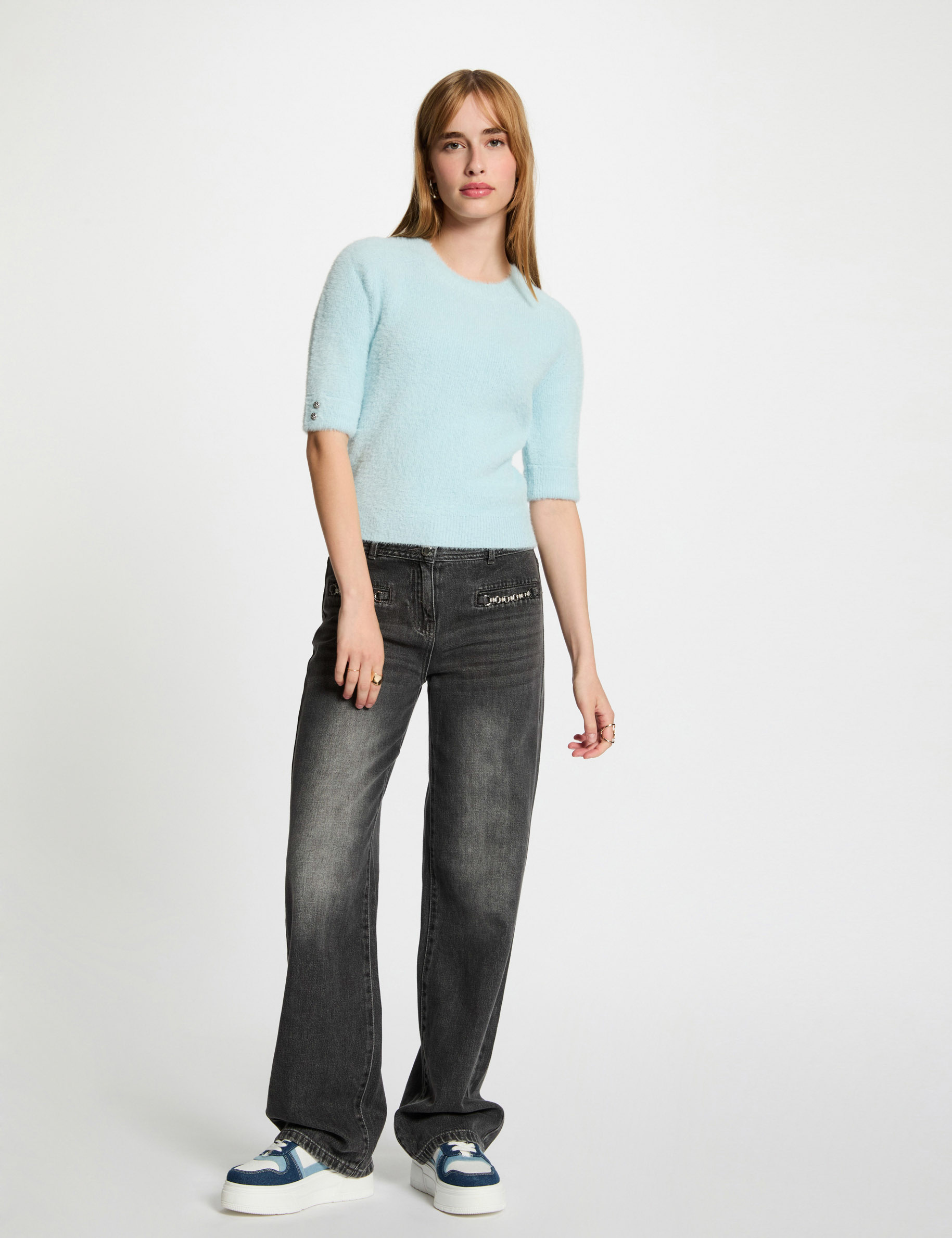 kurzarm pullover himmelblau damen Kurzarm-Pullover himmelblau damen