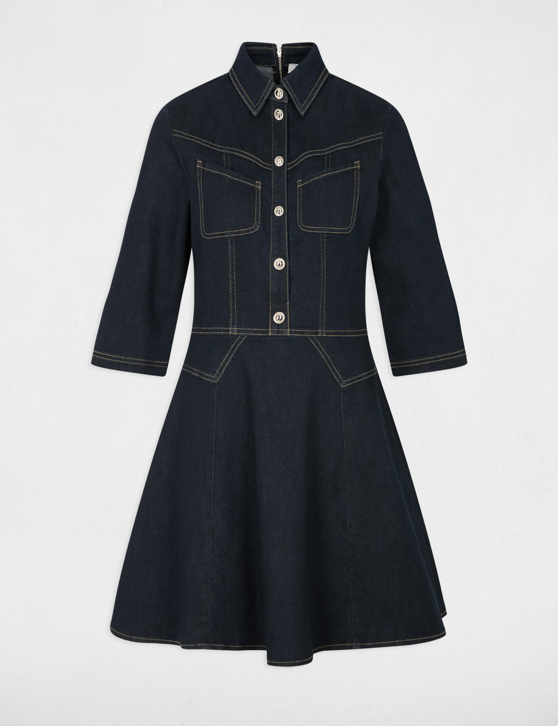 Robe courte en jean denim brut femme