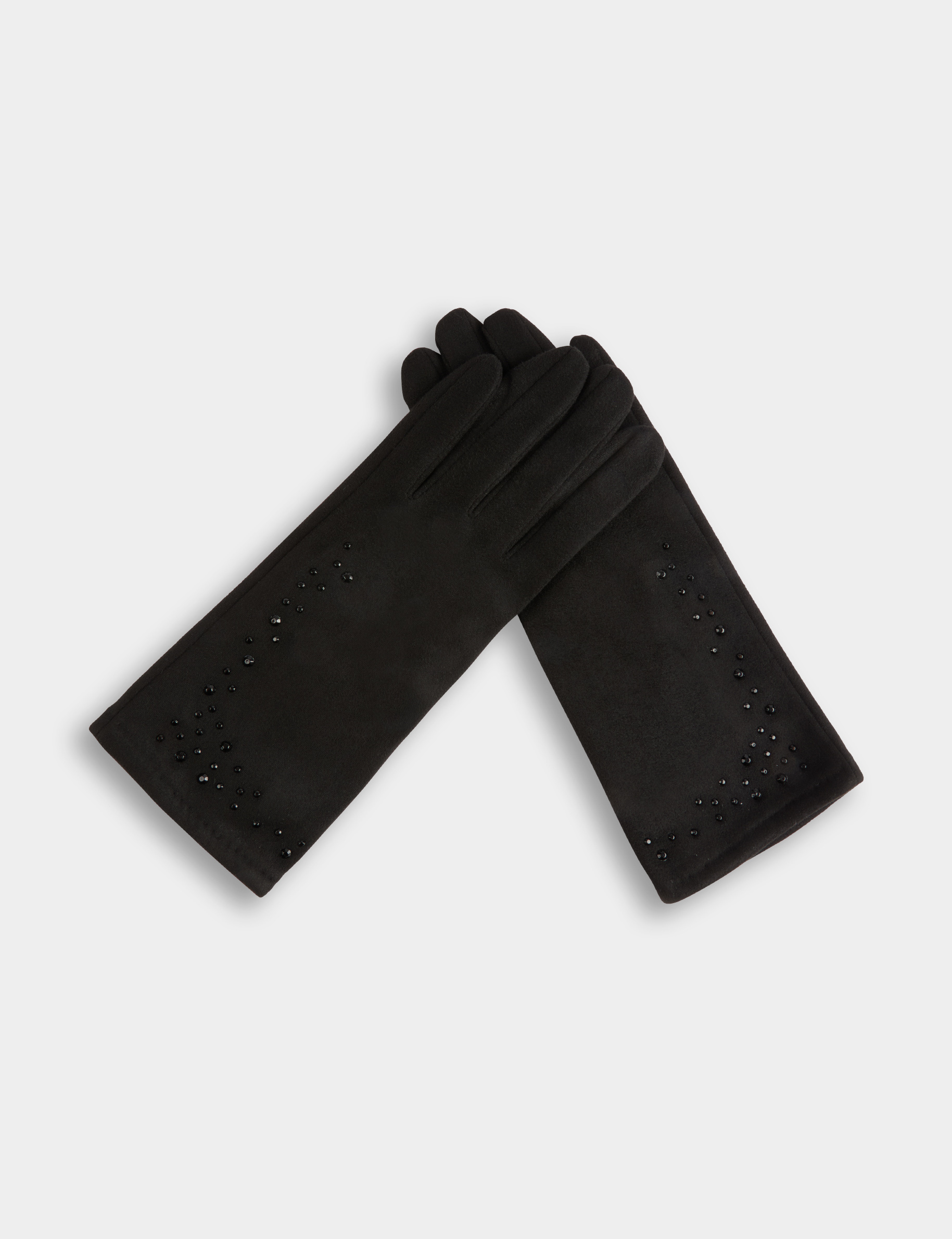 Gants su&eacute;dine strass noir femme