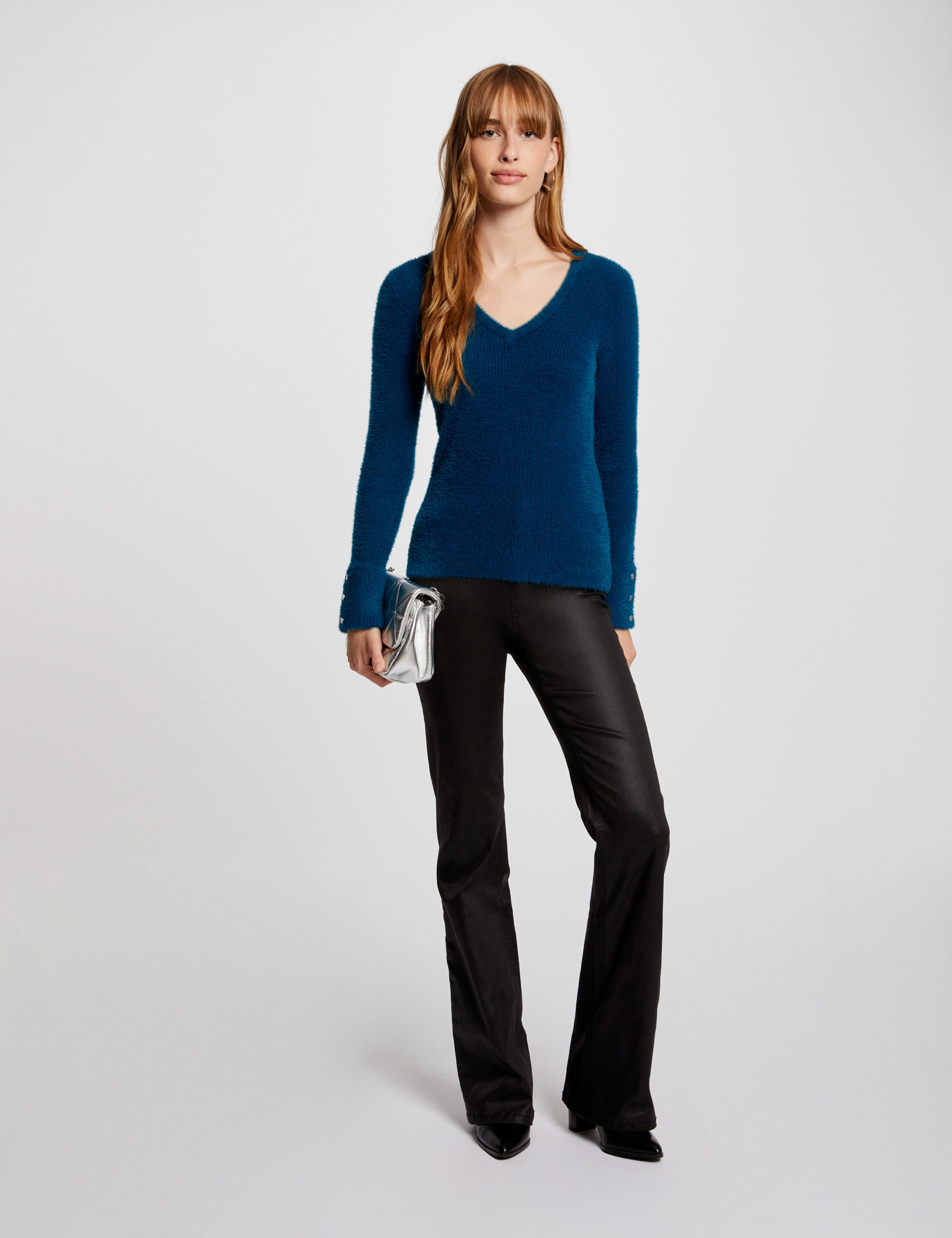 Pantalon droit enduit femme online