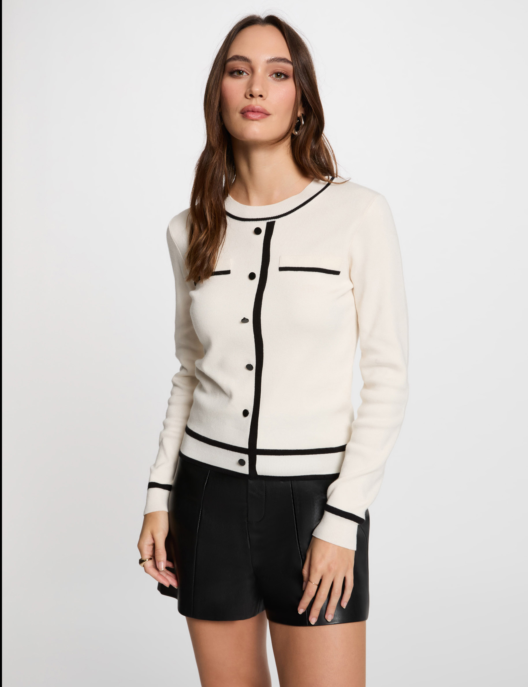 pull col rond manches longues ivoire femme Pull col rond manches longues ivoire femme