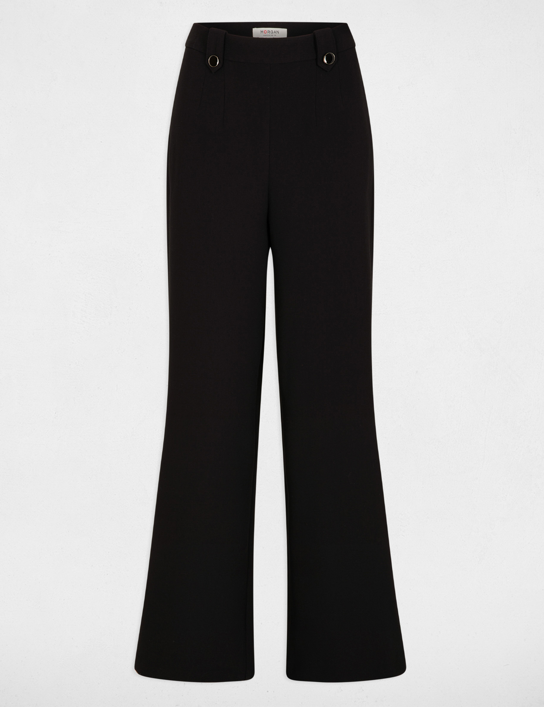 Pantalon large taille haute noir femme