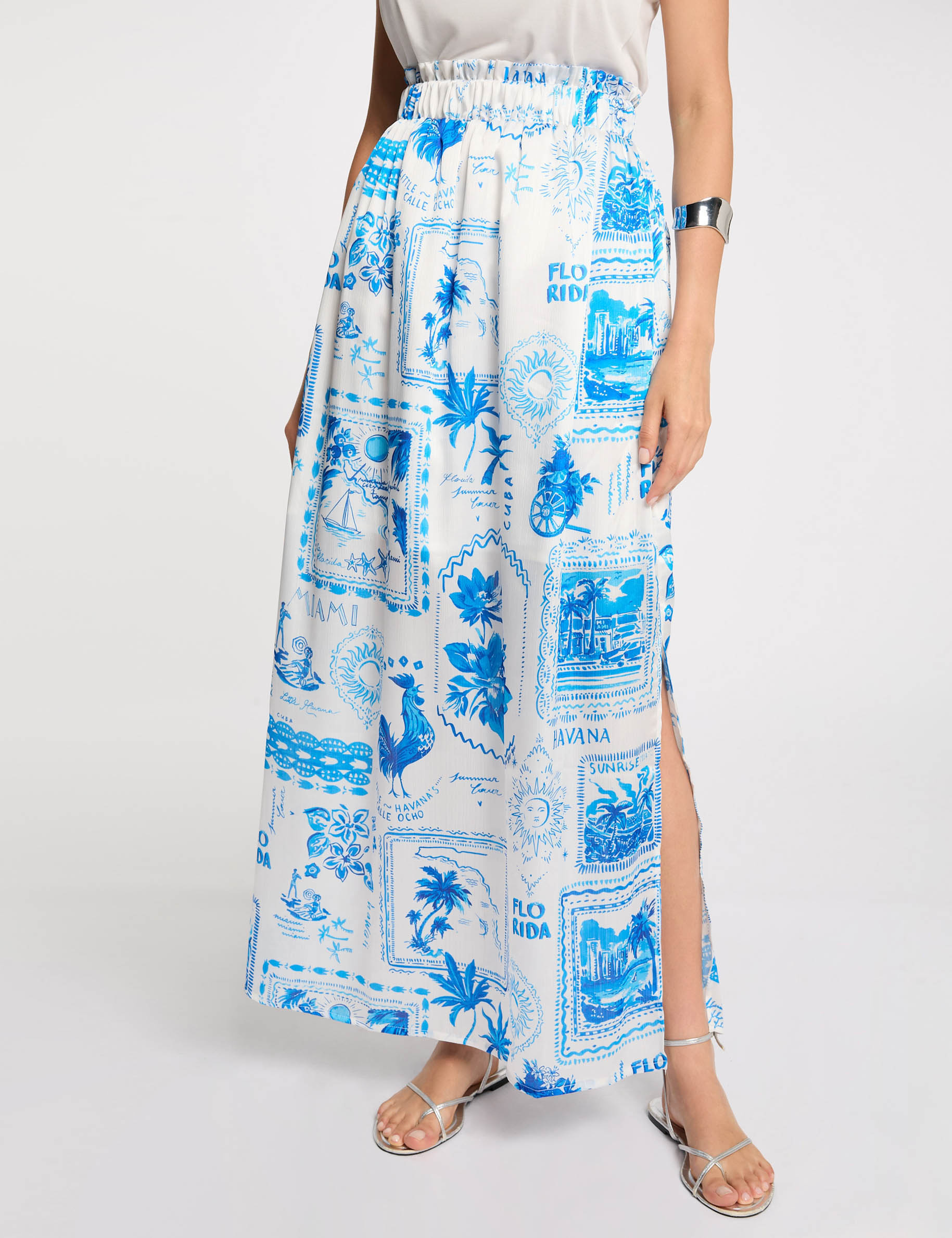 jupe longue imprimee multicolore femme Jupe longue imprimée multicolore femme