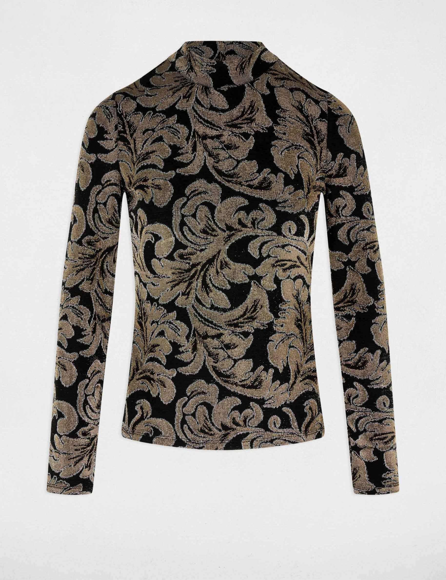T-shirt col montant noir femme