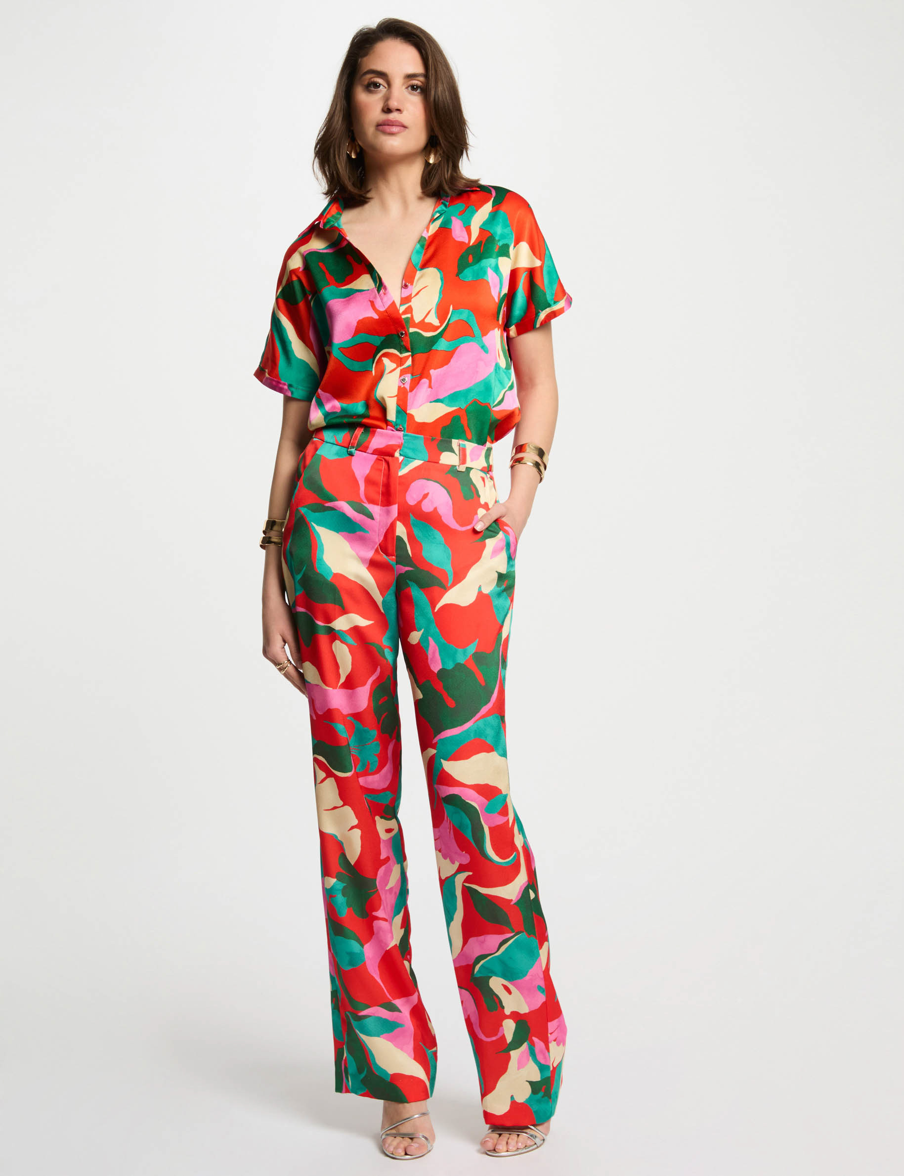 gerade bedruckte hose mehrfarbig damen Gerade bedruckte Hose mehrfarbig damen