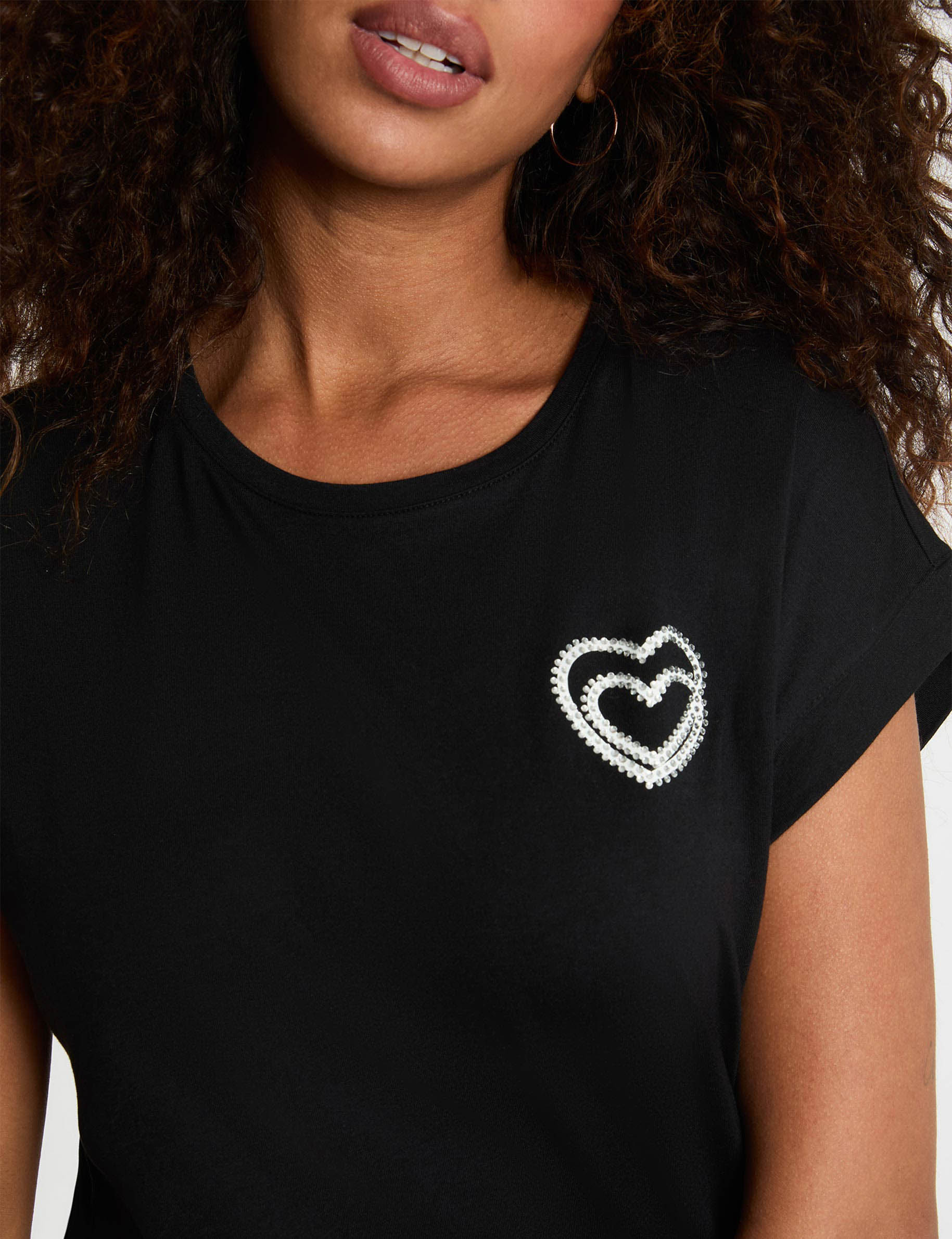 T-Shirt mit kurzen &Auml;rmeln schwarz damen