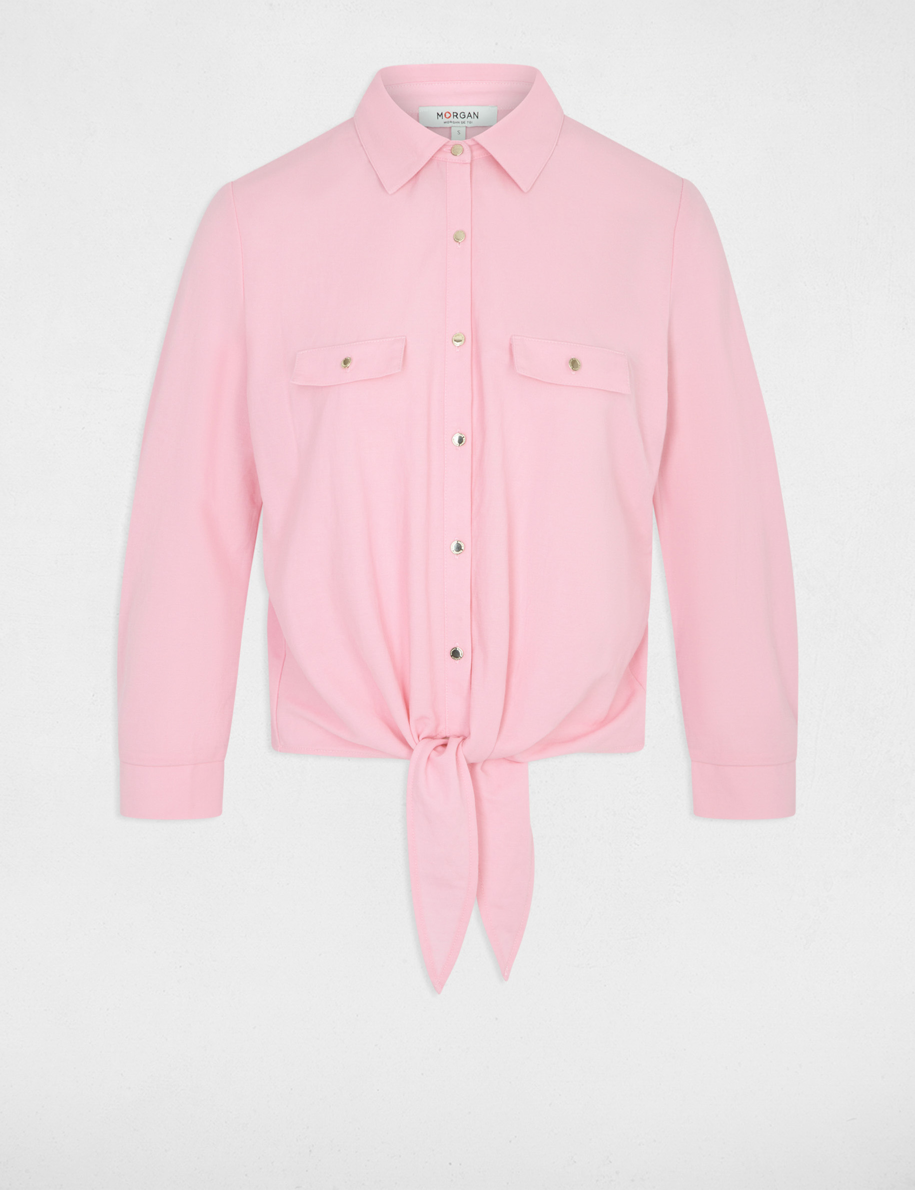 Gebundenes Hemd mit Reverskragen pastellrosa damen