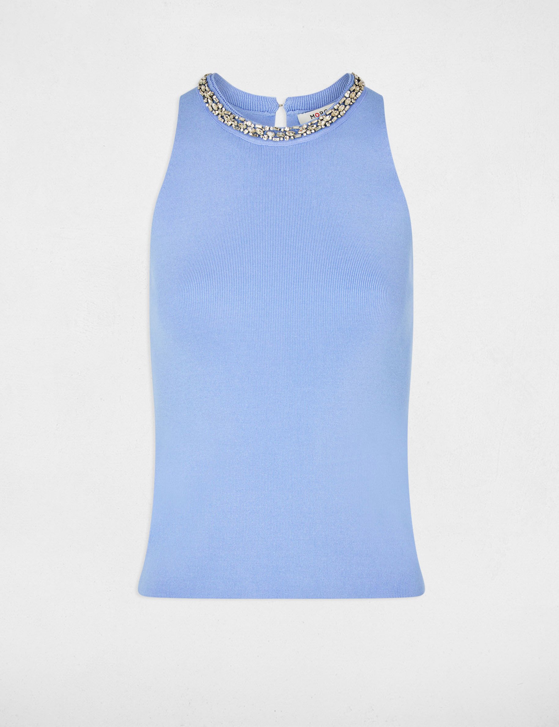 Eng anliegendes Top mit Strass blau damen