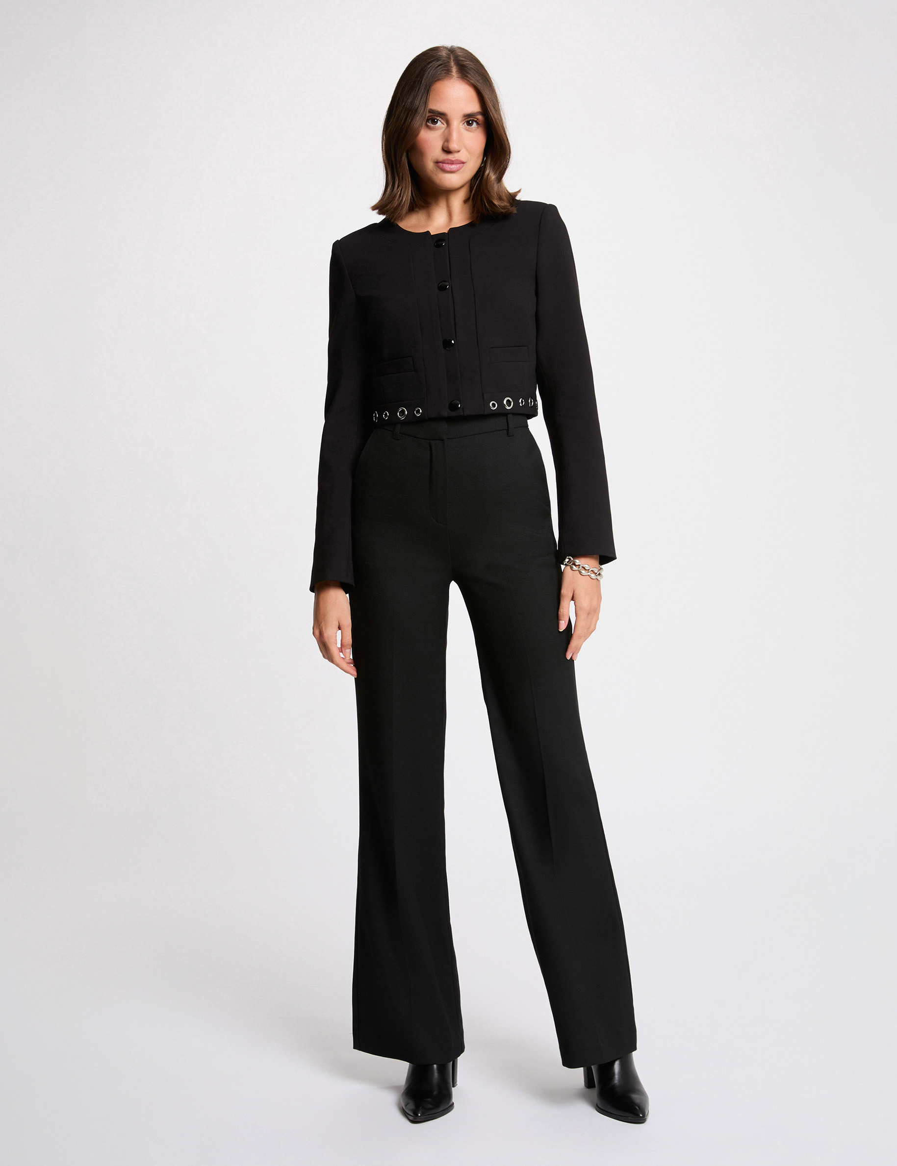 Veste droite sans manches noir femme