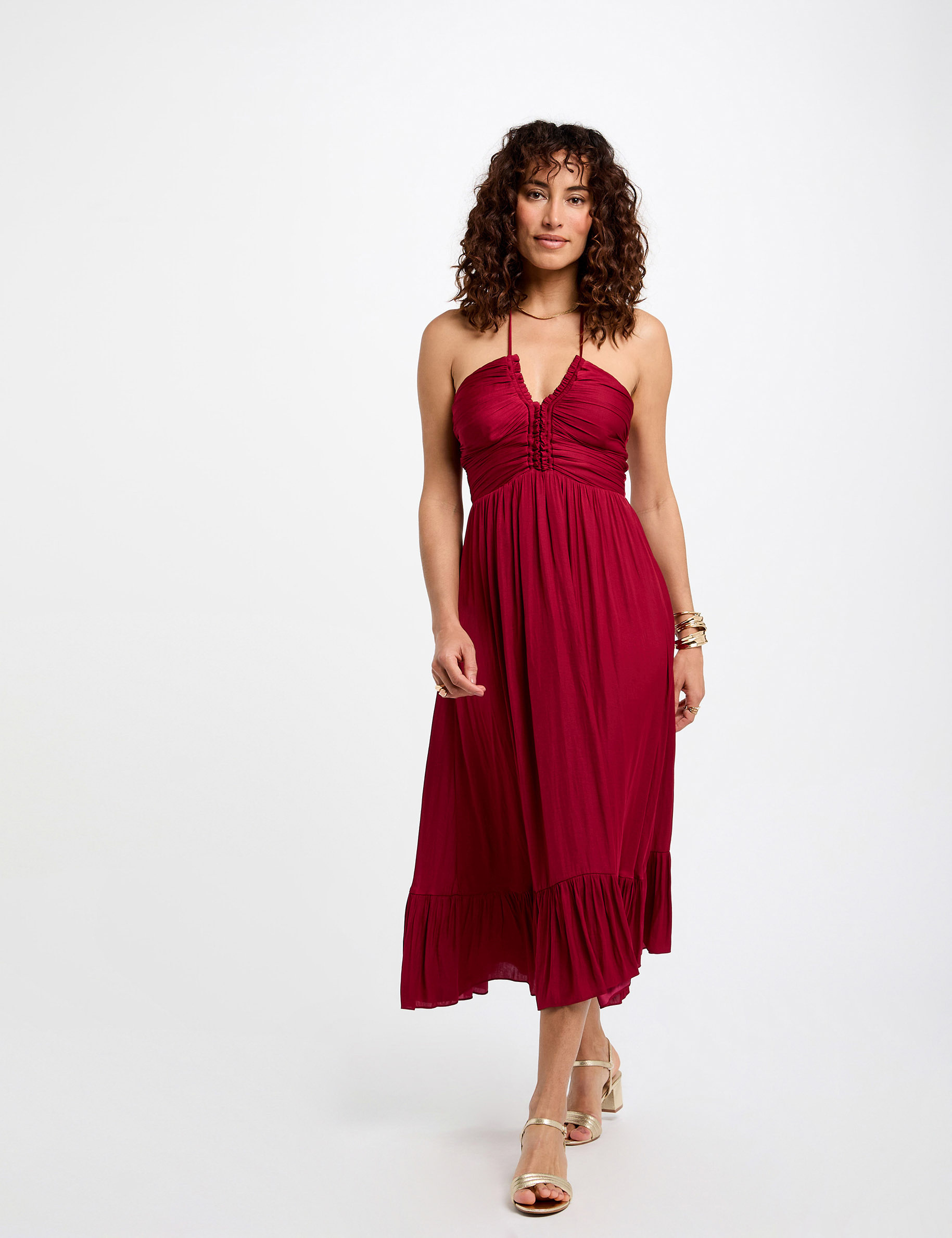 gerades midikleid in satin optik dunkelrot damen Gerades Midikleid in Satin-Optik dunkelrot damen