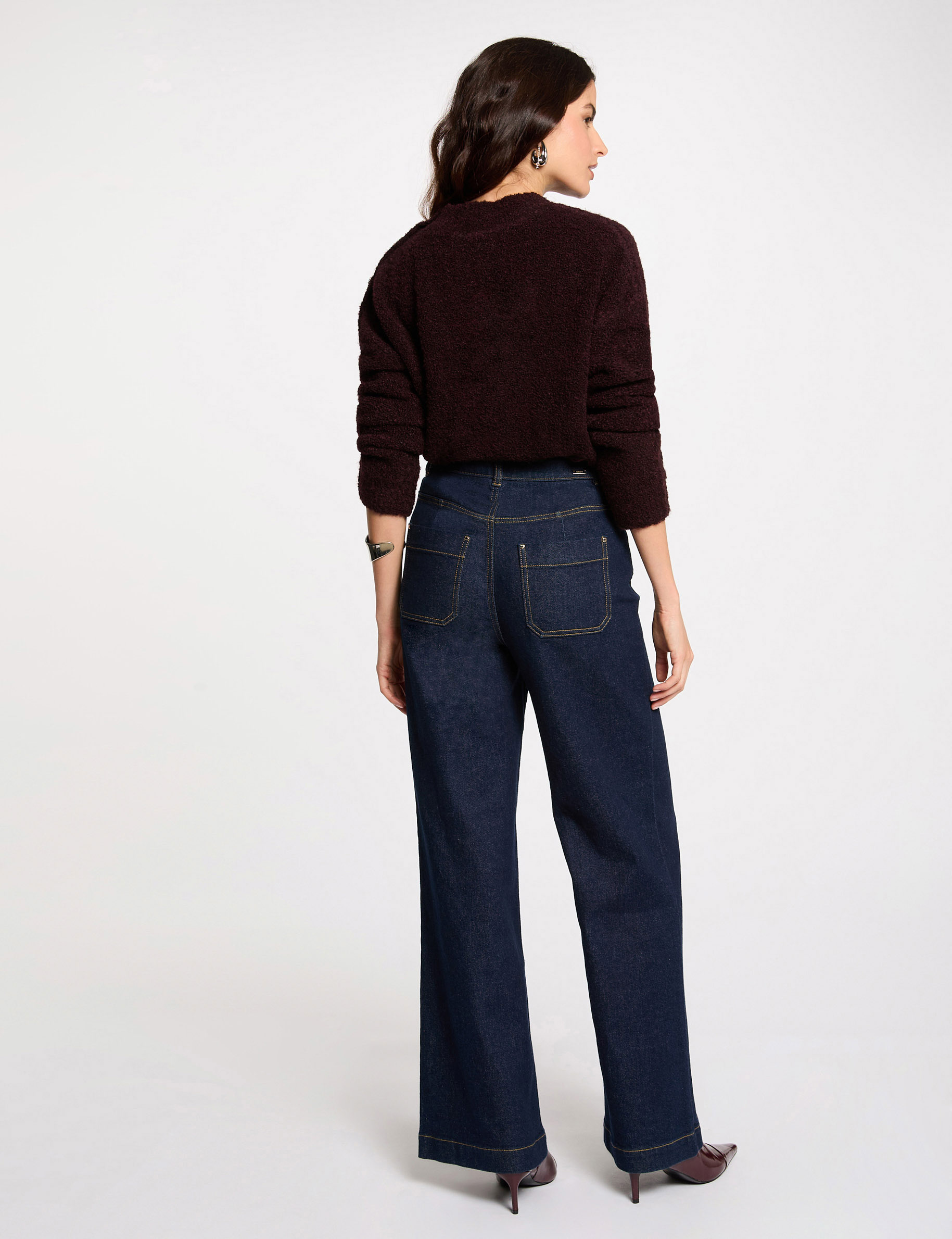 pullover mit stehkragen und knopfen pflaume damen Pullover mit Stehkragen und Knöpfen pflaume damen