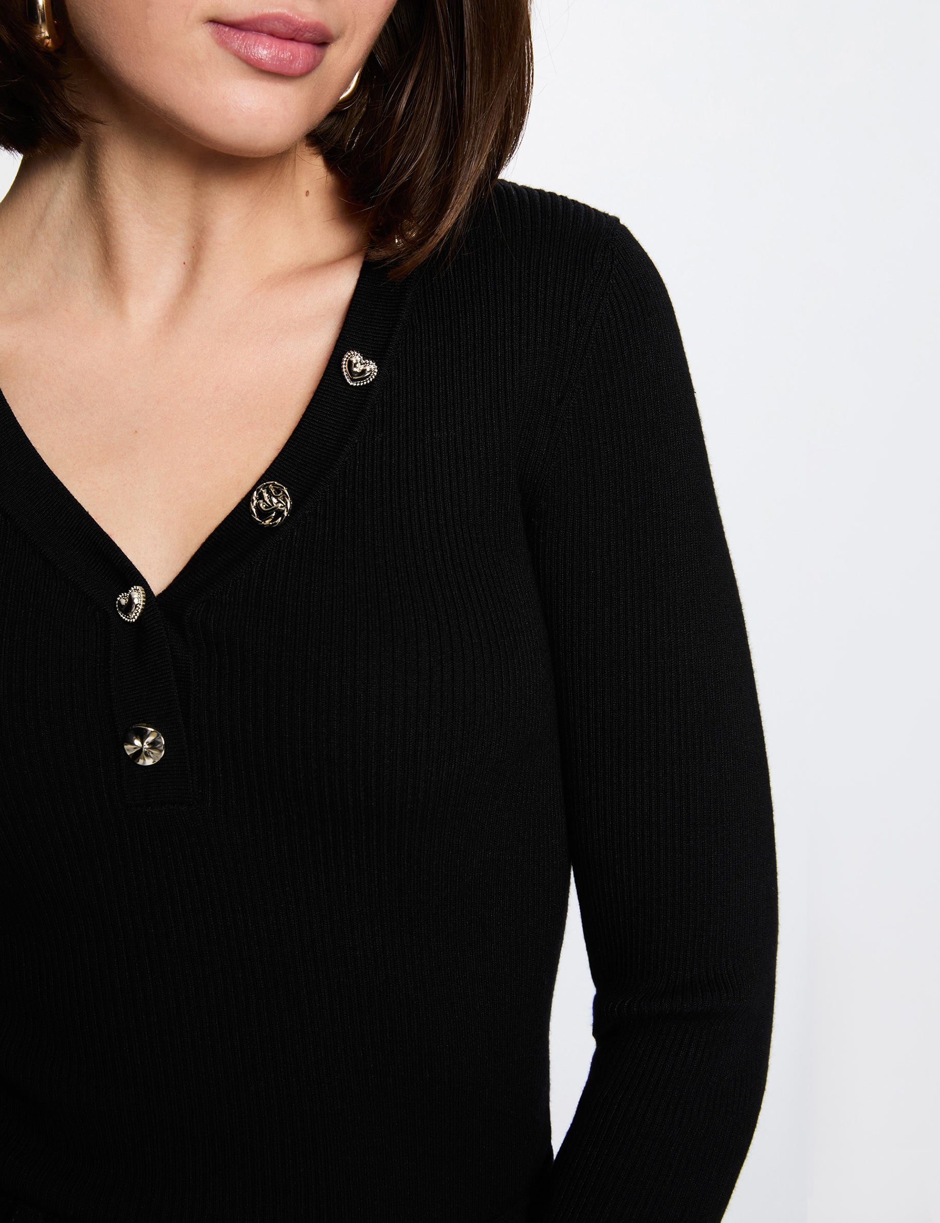 Pullover mit V-Ausschnitt schwarz damen