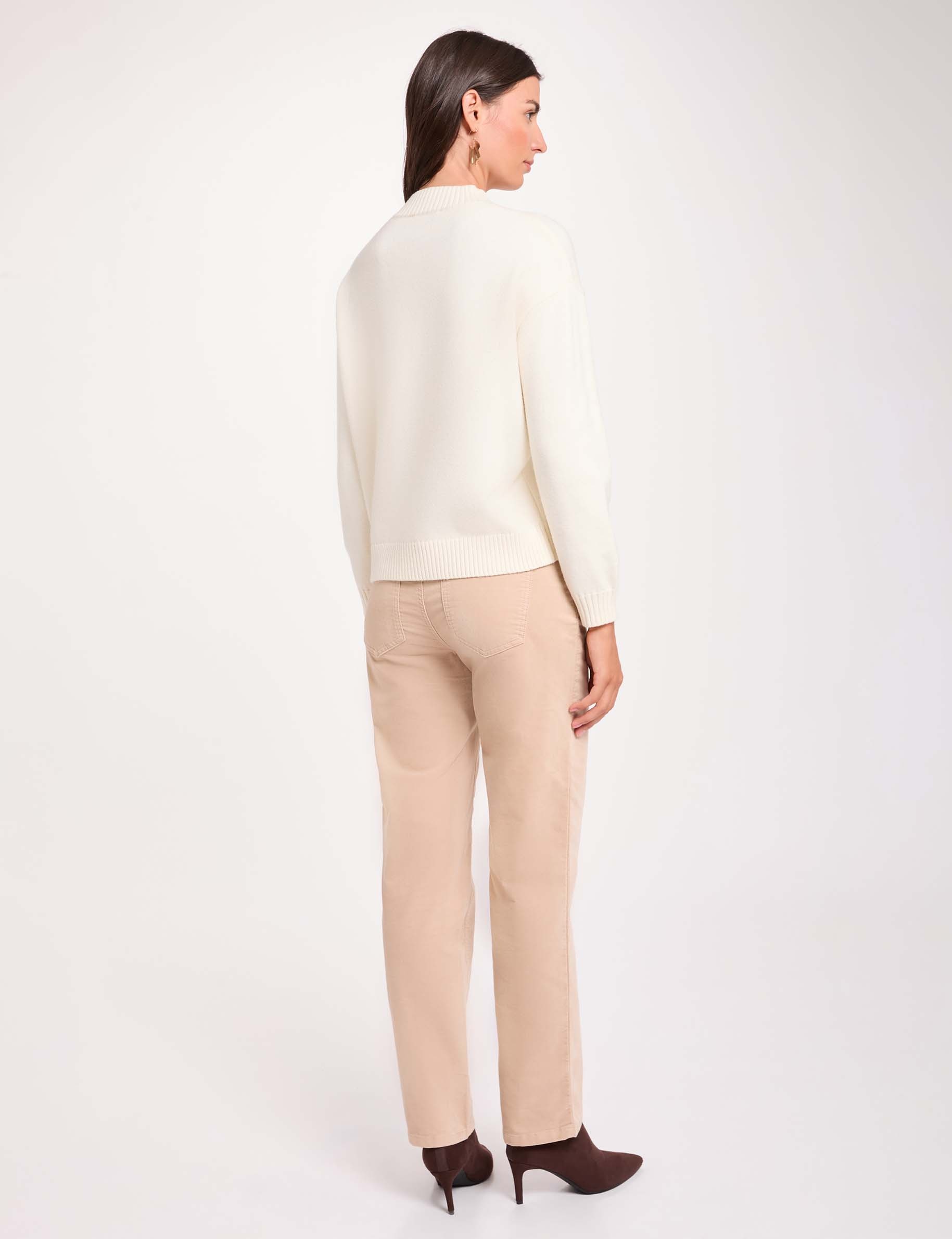 Gerade hochgeschnittene Hose naturfarben damen