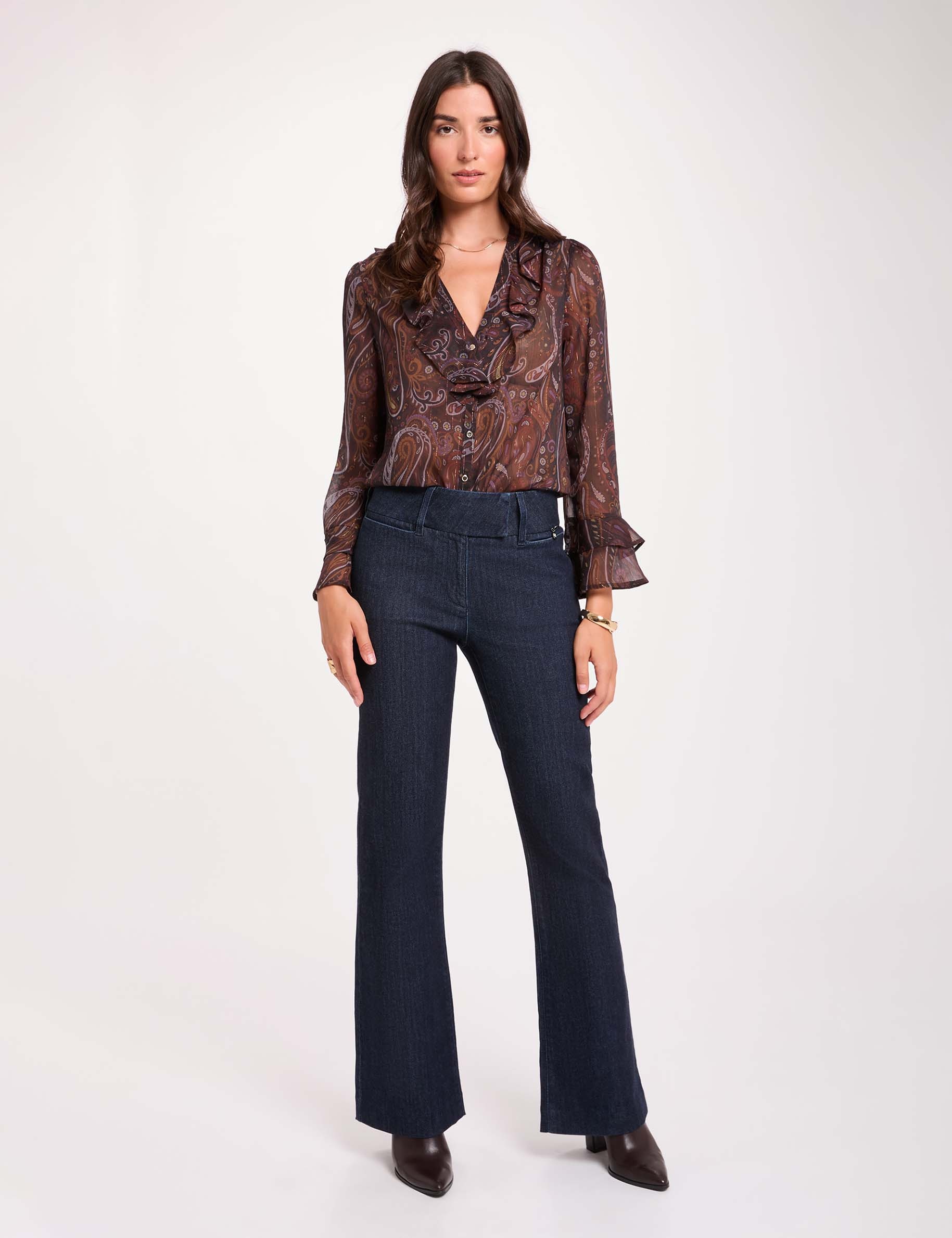 Bootcut-Jeans mit G&uuml;rtel blau damen