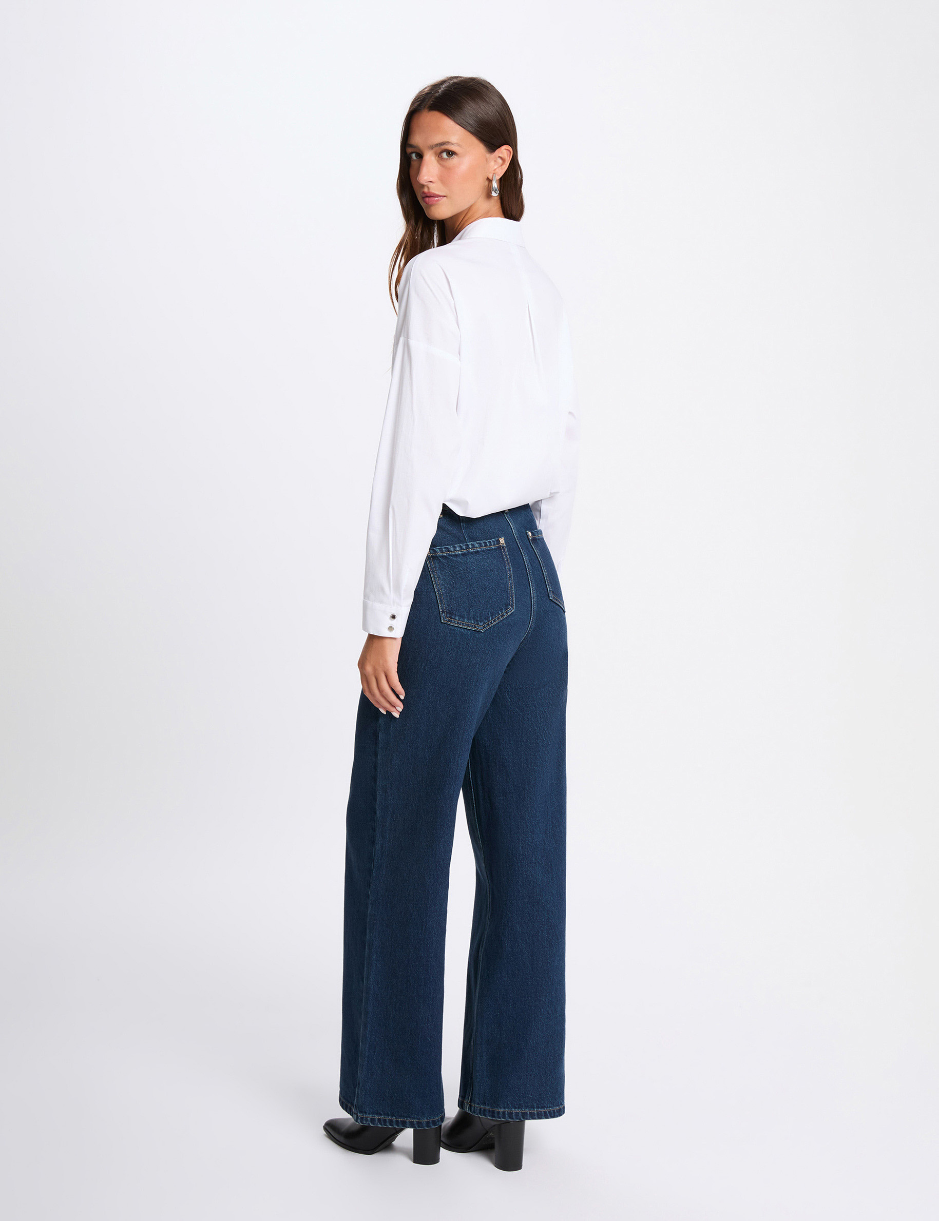 Chemise oversize strass blanc femme