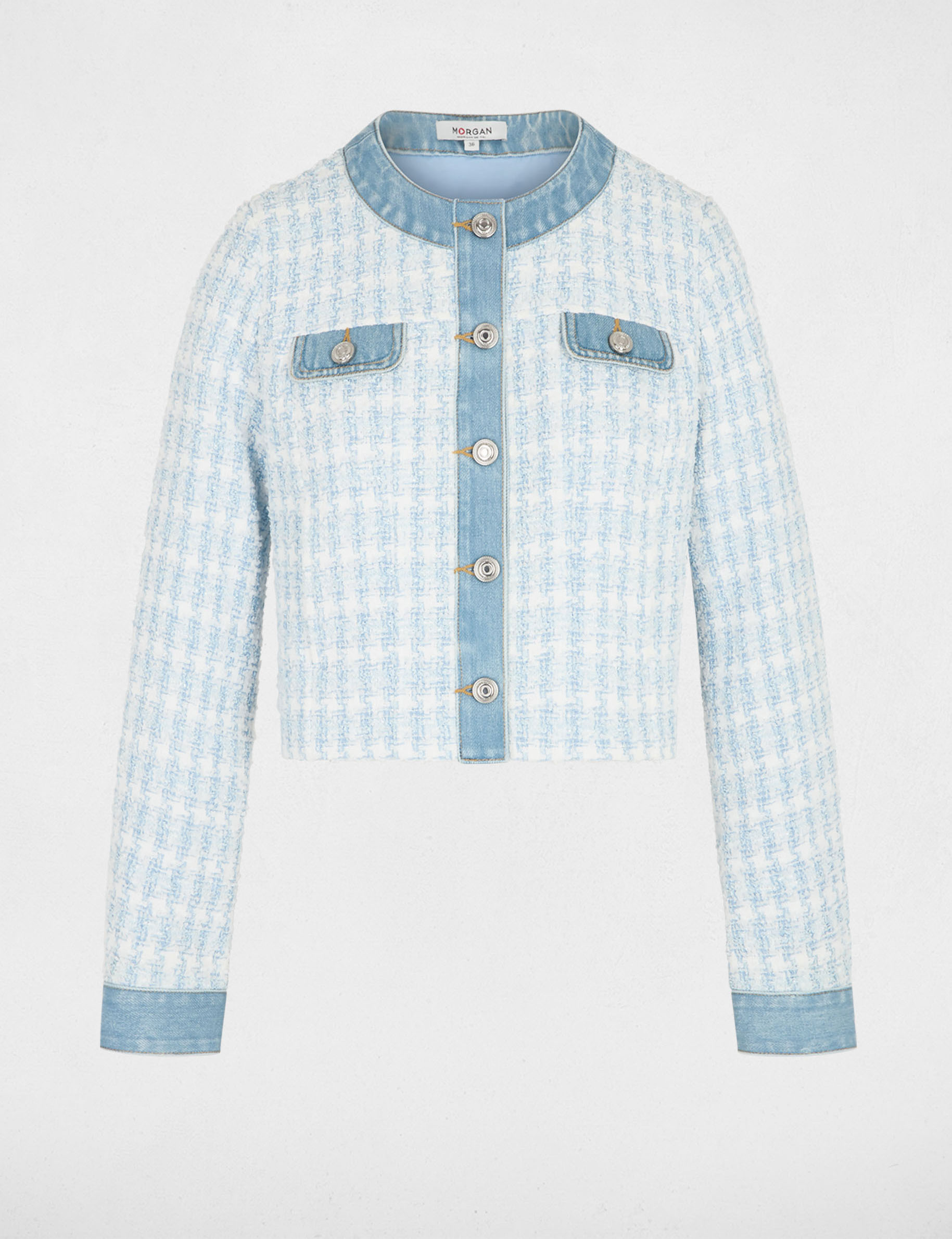 Taillierte Jacke mit Rundhalsausschnitt himmelblau damen