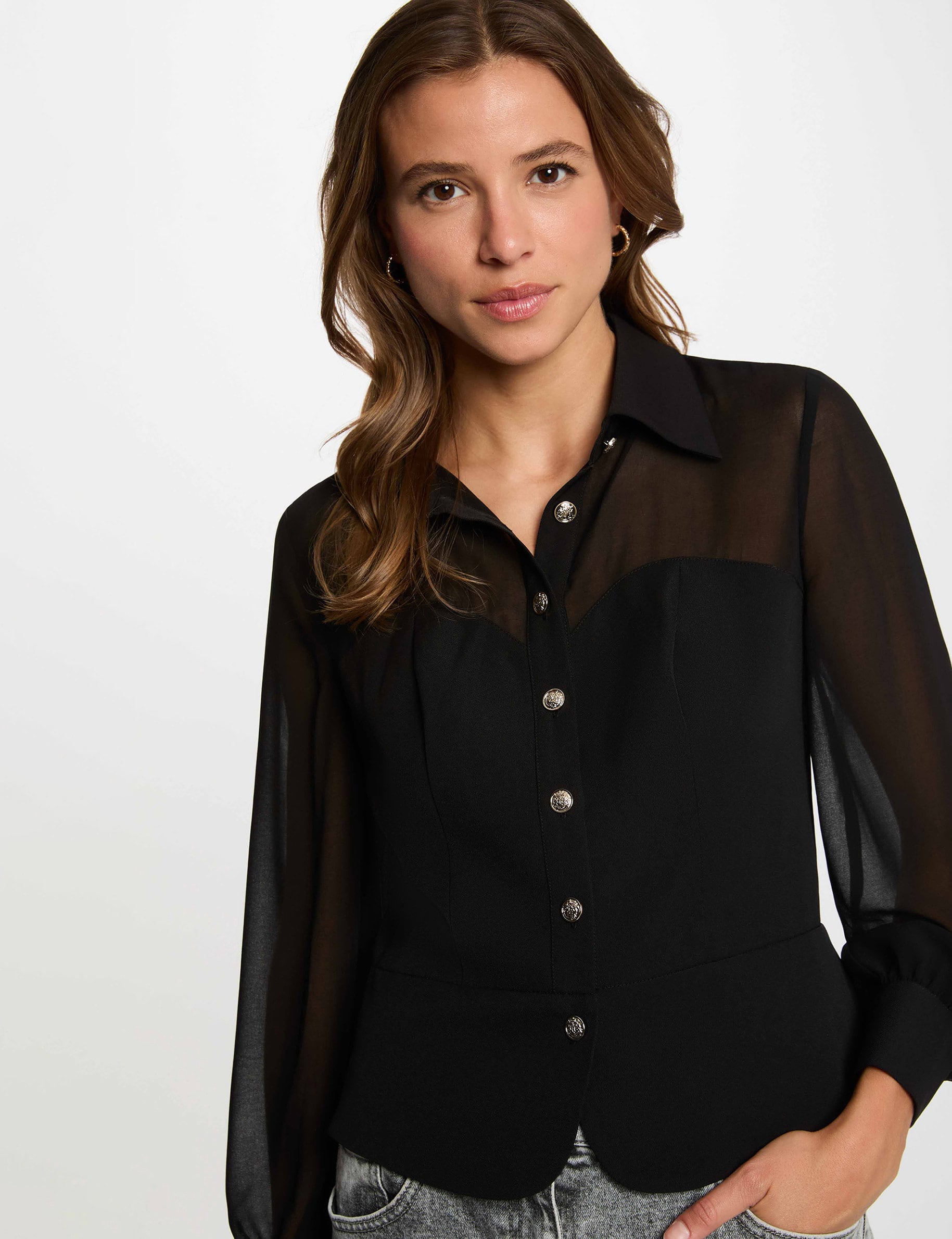 Bustier-Effekt Bluse schwarz damen