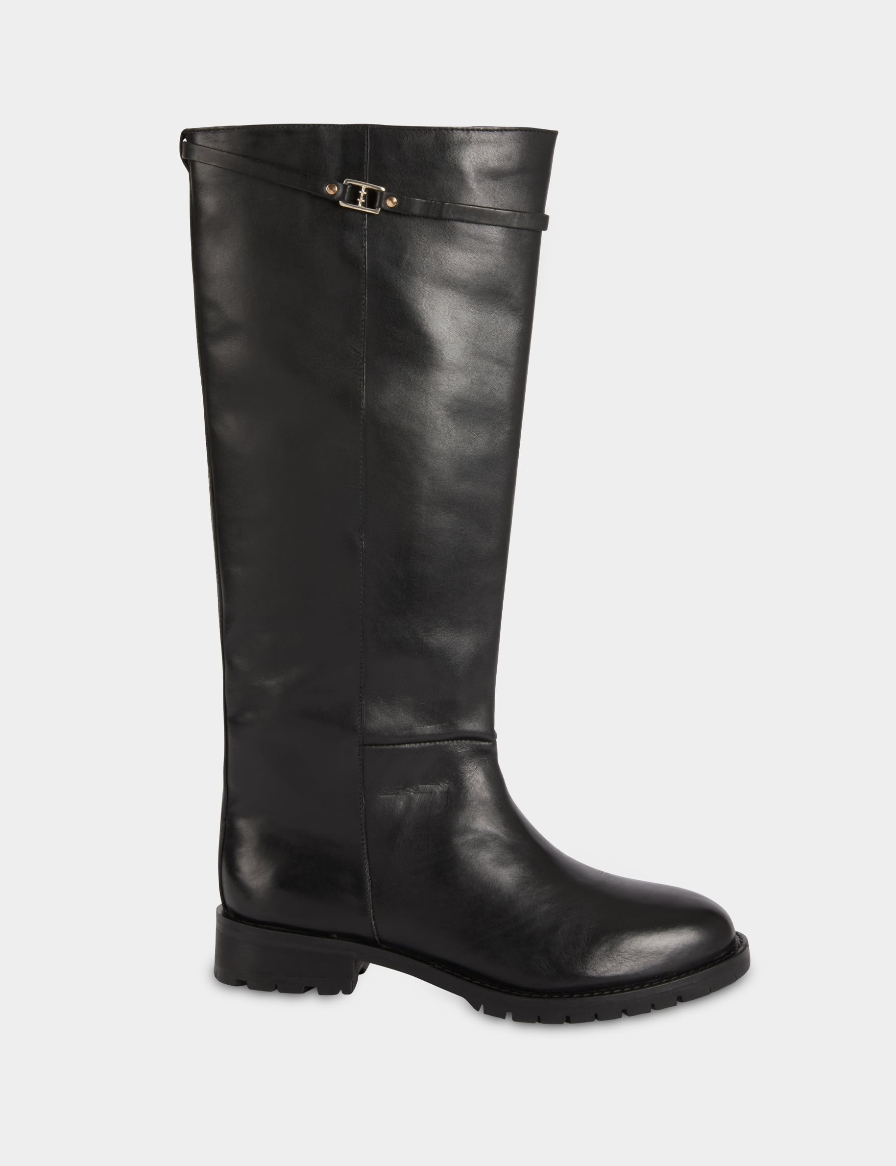 Botte cavali&egrave;re en cuir noir femme