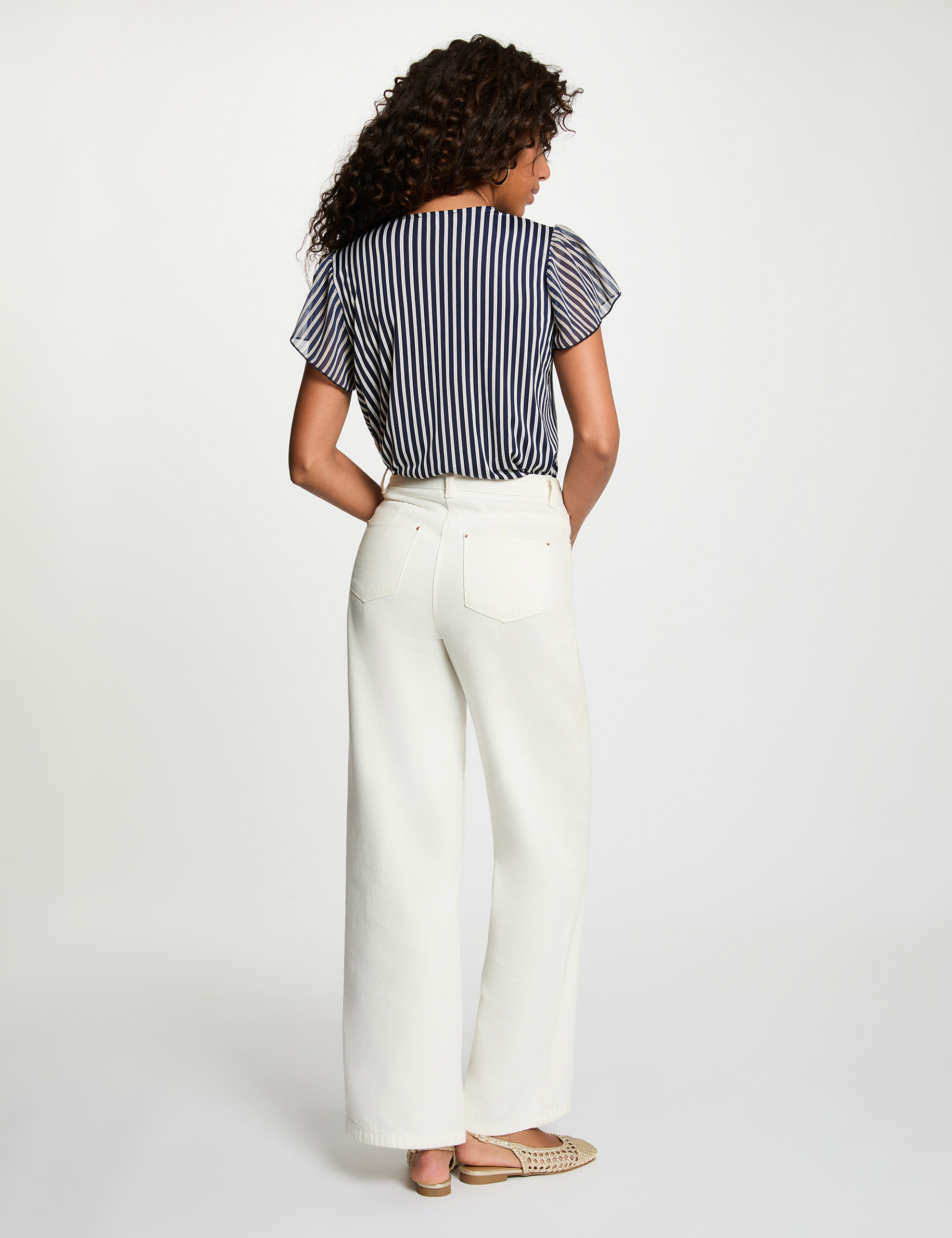 T-Shirt mit Lavalli&egrave;re-Kragen marineblau damen