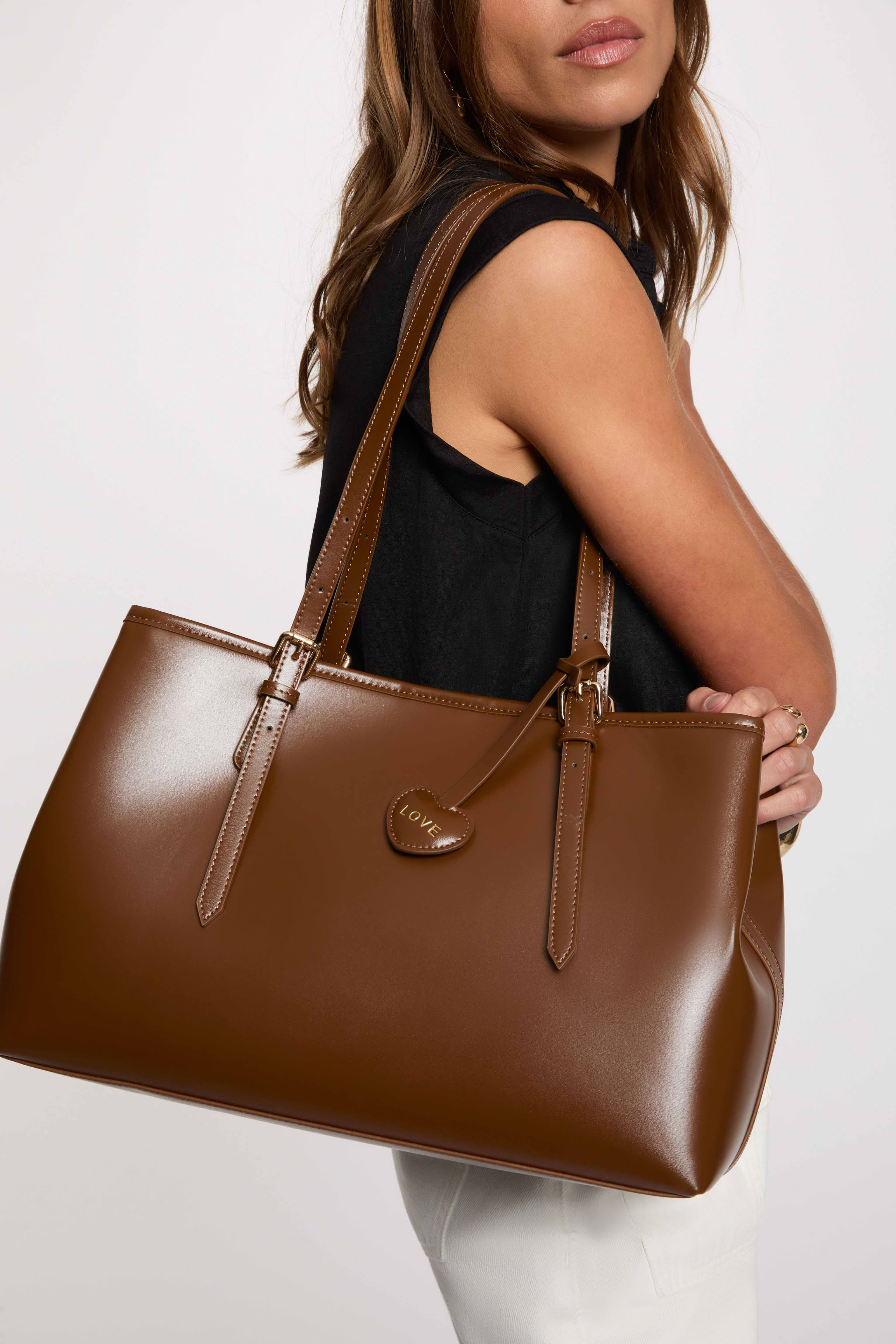 Sac cabas similicuir marron femme