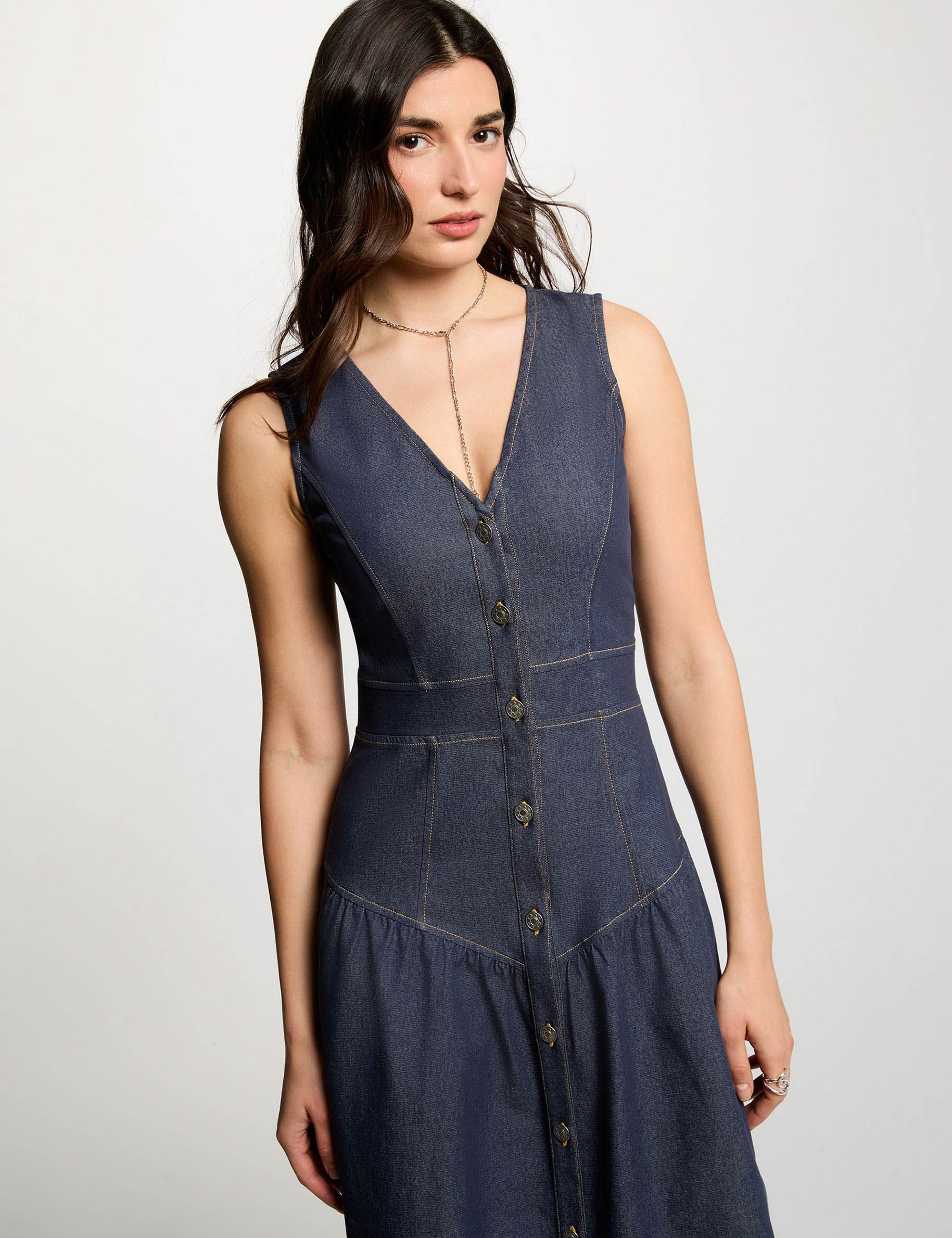 Robe ajust&eacute;e effet jean denim brut femme