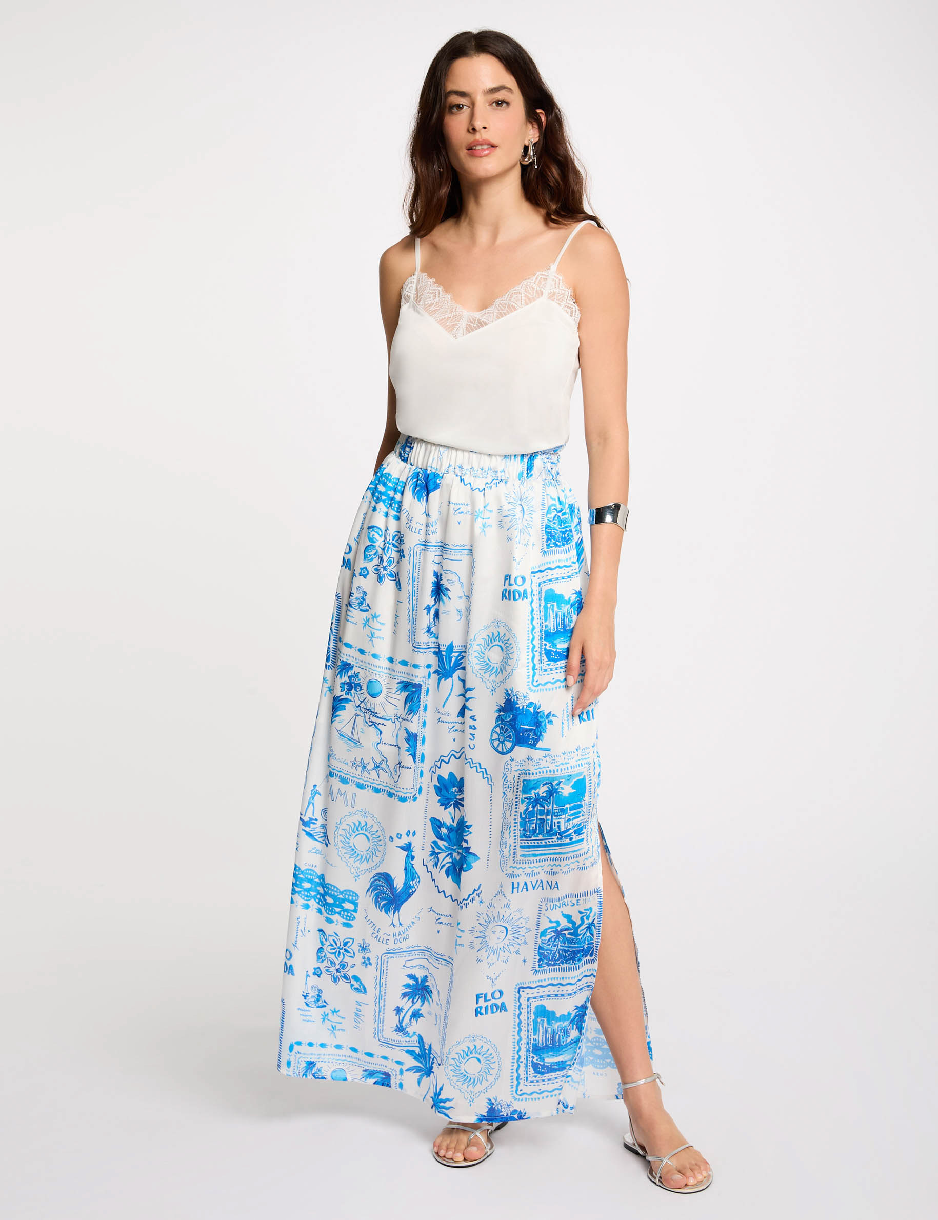jupe longue imprimee multicolore femme Jupe longue imprimée multicolore femme