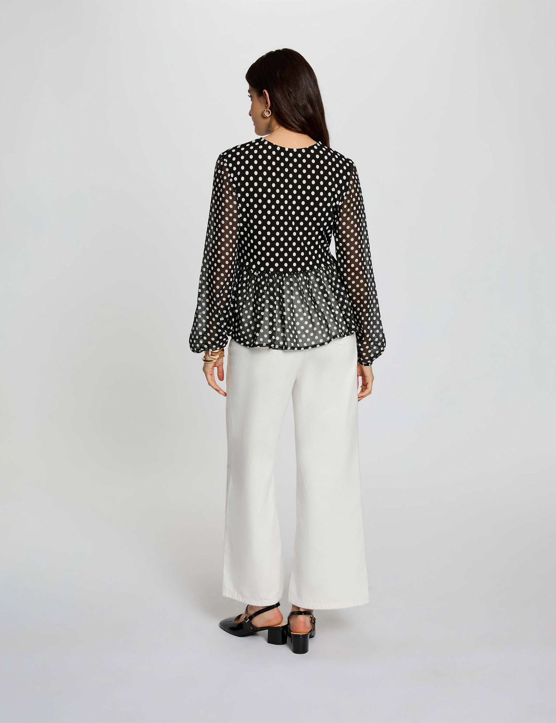 T-Shirt aus Voile mit Rundhalsausschnitt schwarz damen